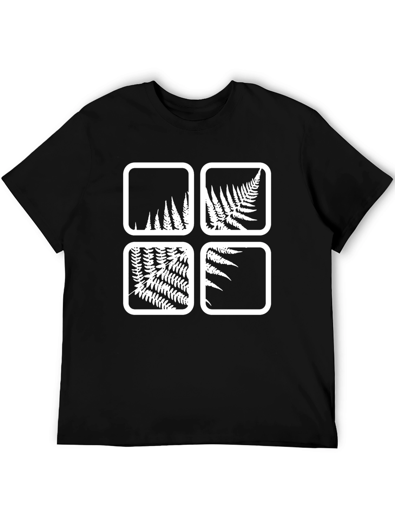 Fern Square Print Black T-Shirt