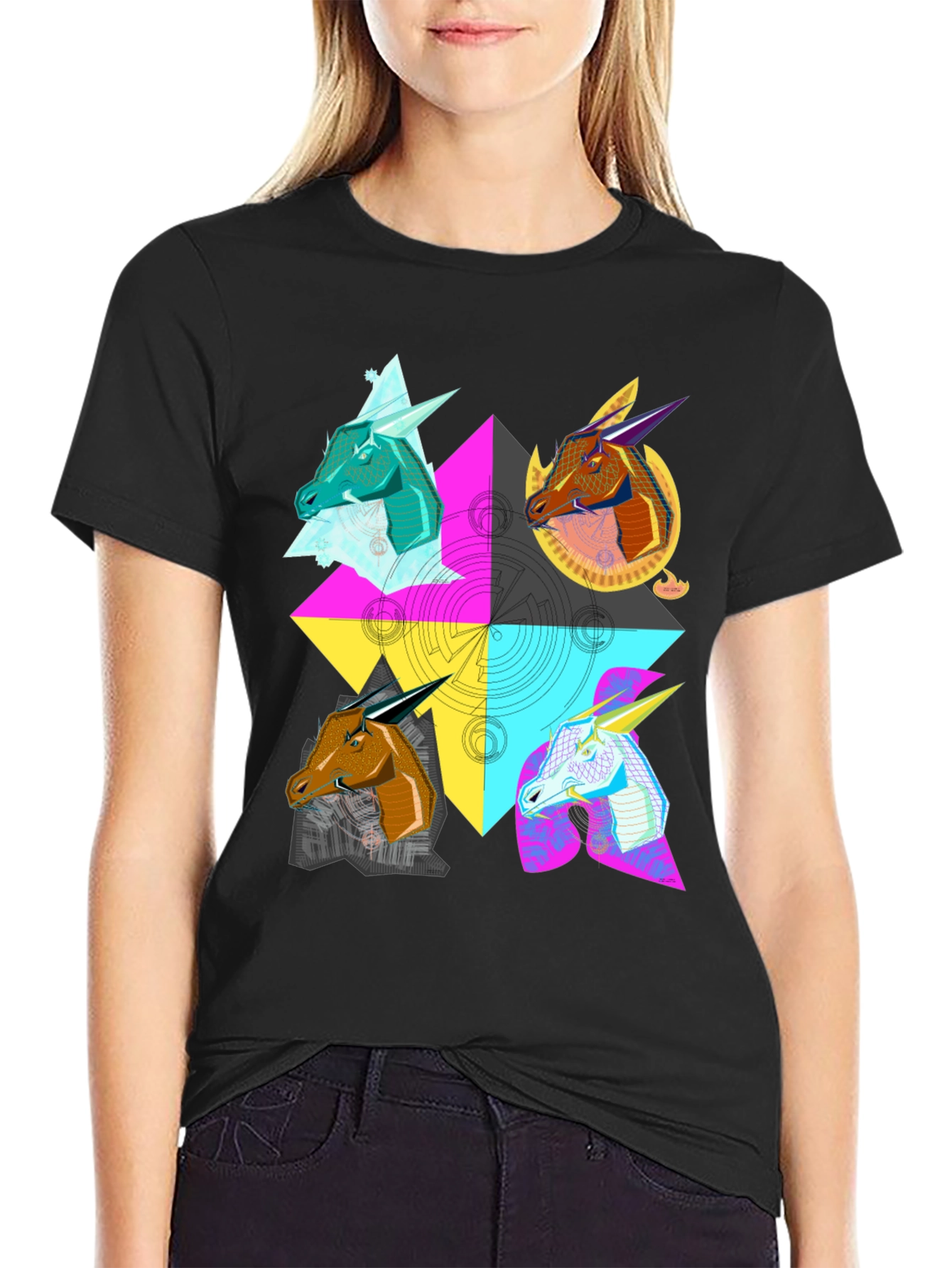 Geometric Dragon Head T-Shirt
