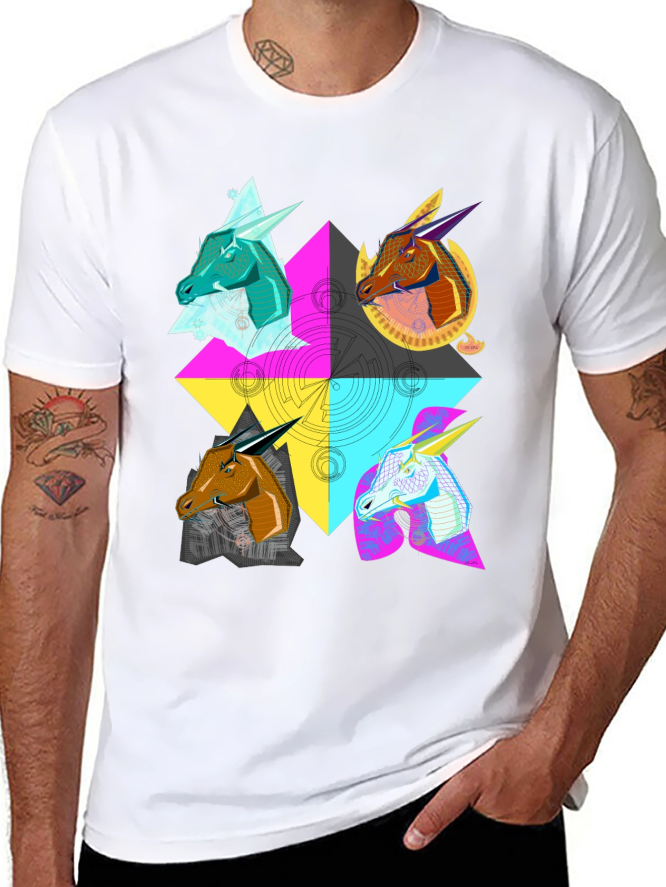 Geometric Dragon Head T-Shirt