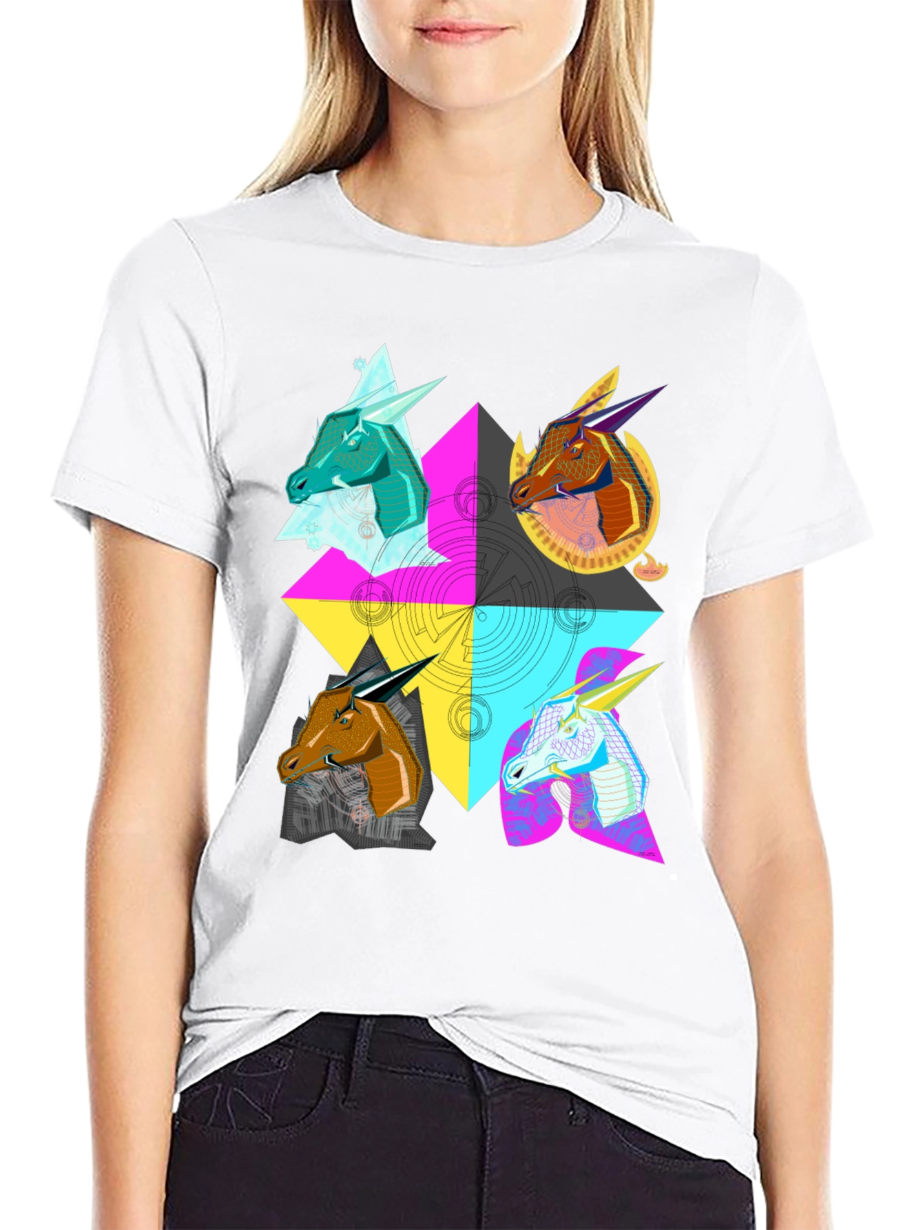 Geometric Dragon Head T-Shirt