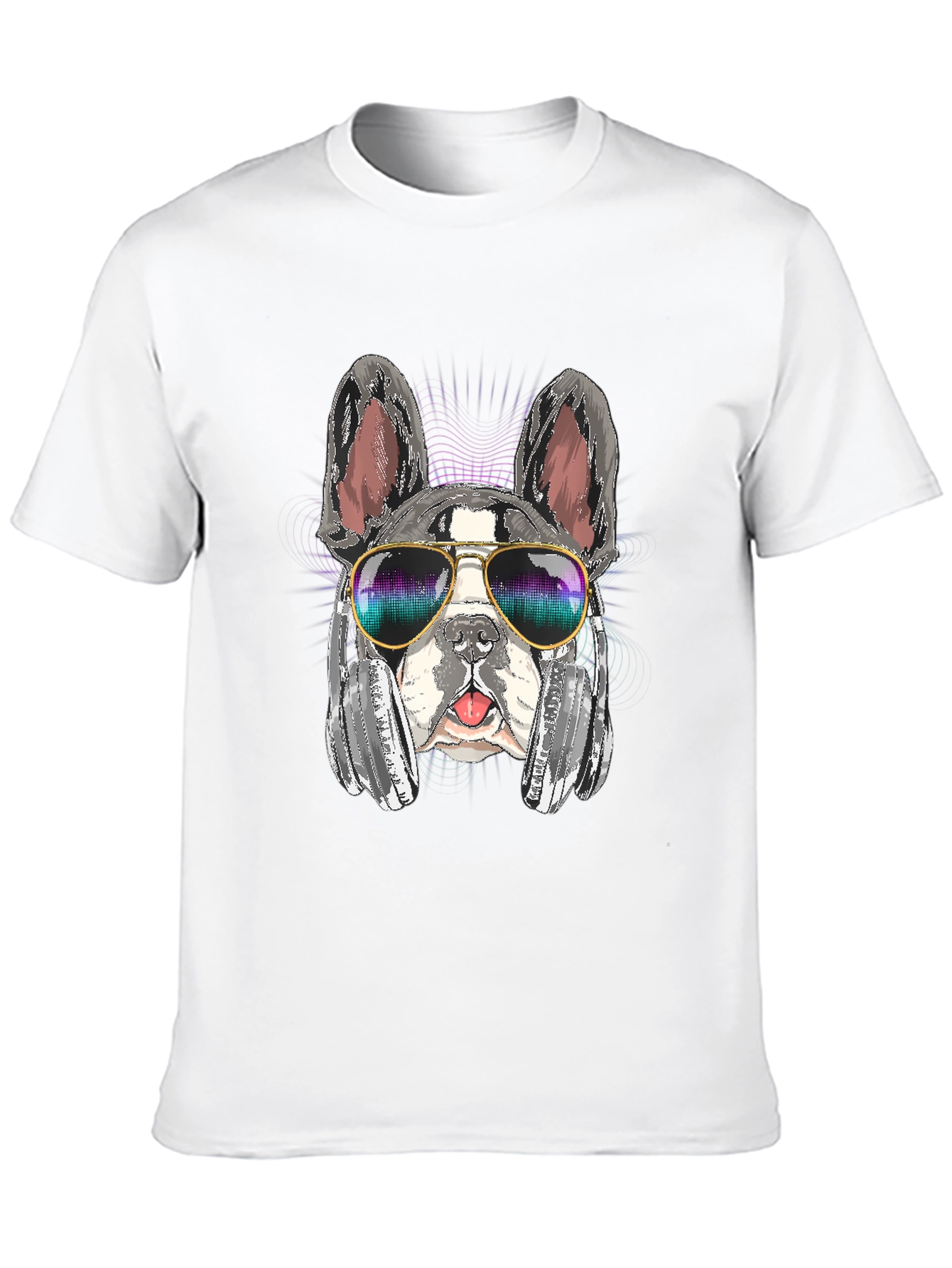DJ Dog T-Shirt: Bulldog with Headphones & Sunglasses