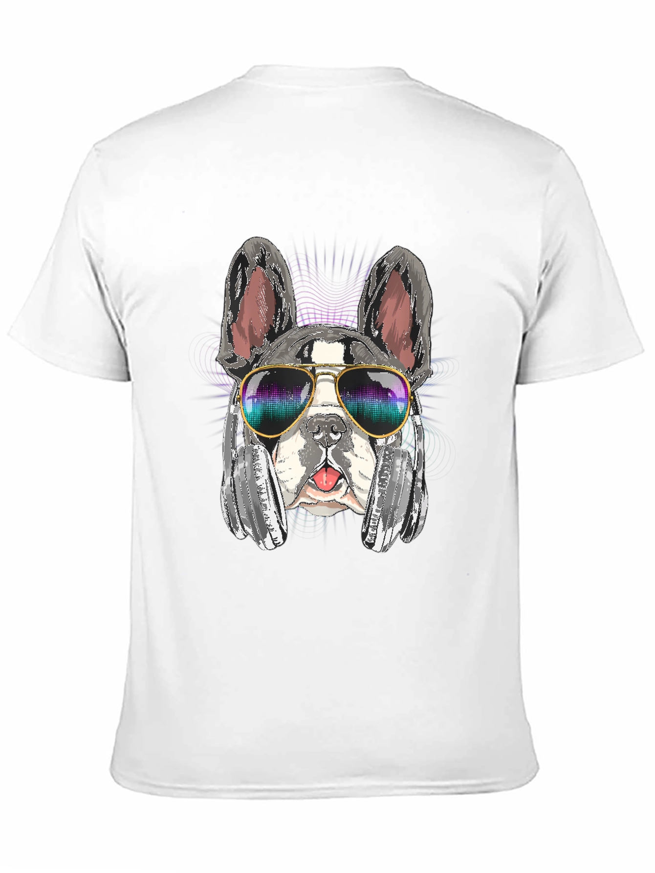 DJ Dog T-Shirt: Bulldog with Headphones & Sunglasses
