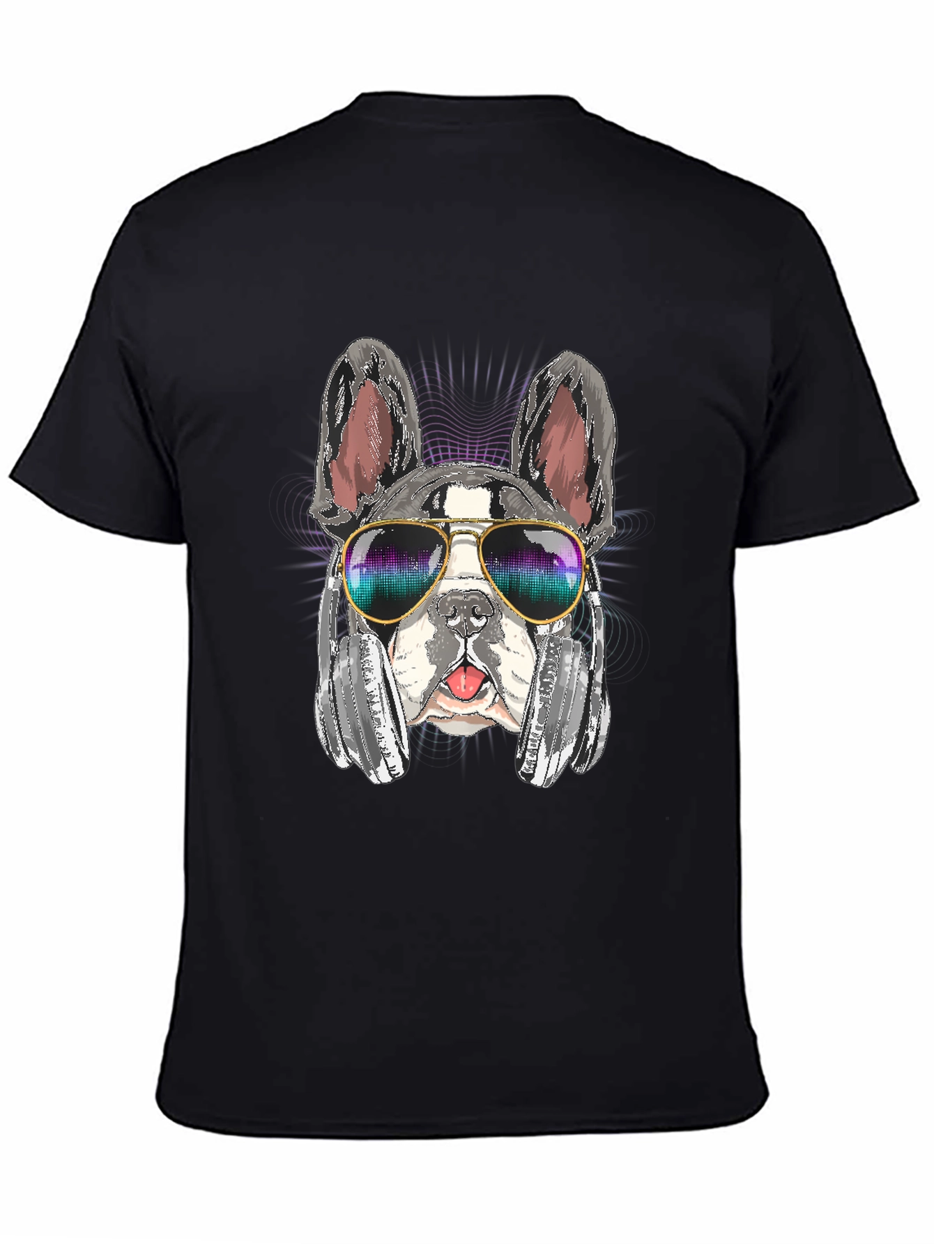 DJ Dog T-Shirt: Bulldog with Headphones & Sunglasses