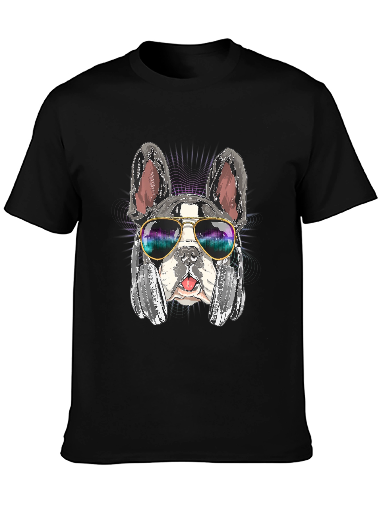 DJ Dog T-Shirt: Bulldog with Headphones & Sunglasses