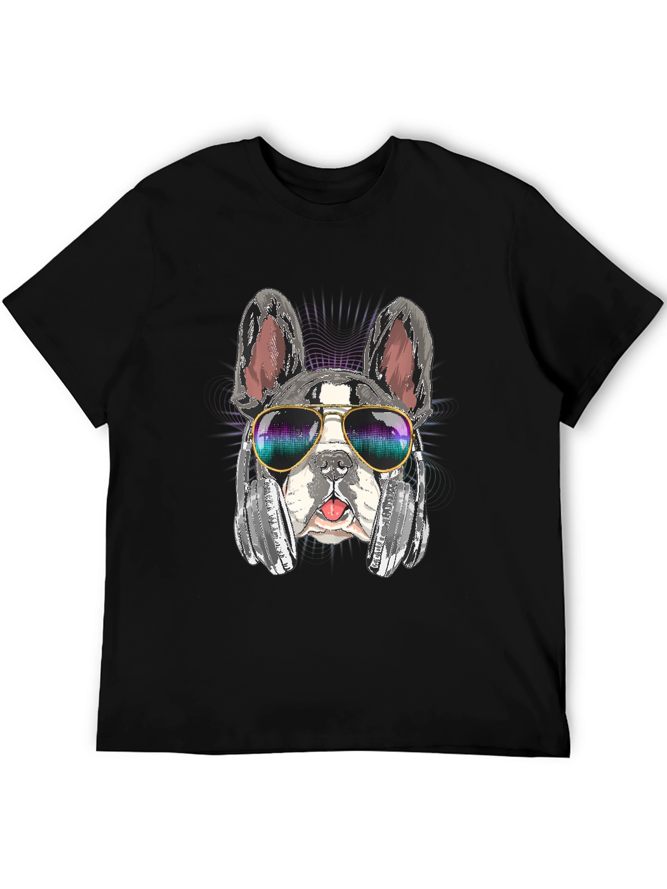 DJ Dog T-Shirt: Bulldog with Headphones & Sunglasses