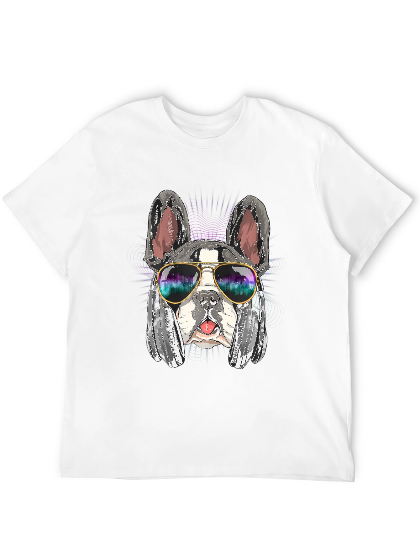 DJ Dog T-Shirt: Bulldog with Headphones & Sunglasses