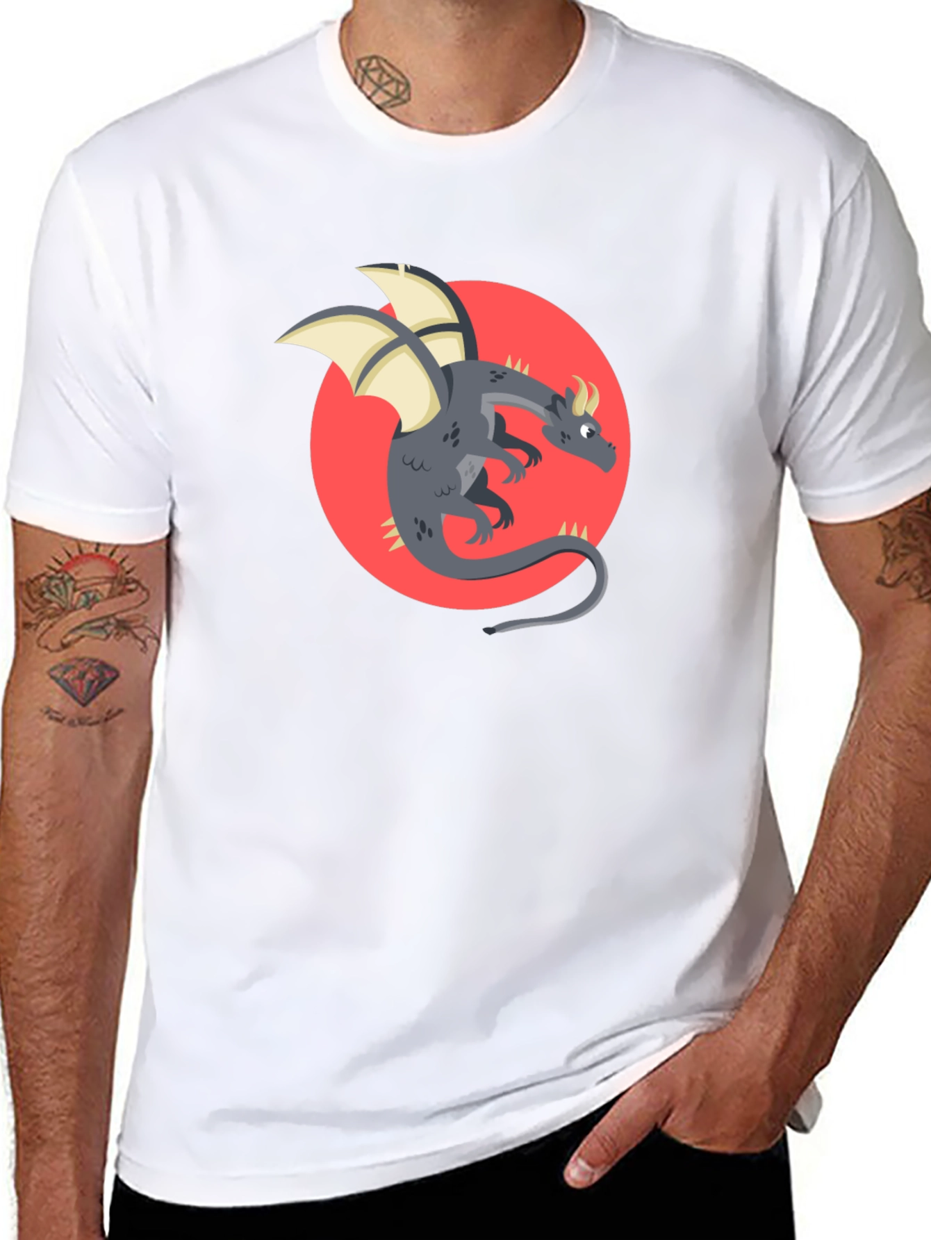 Dragon Graphic Black T-Shirt - Fantasy Style