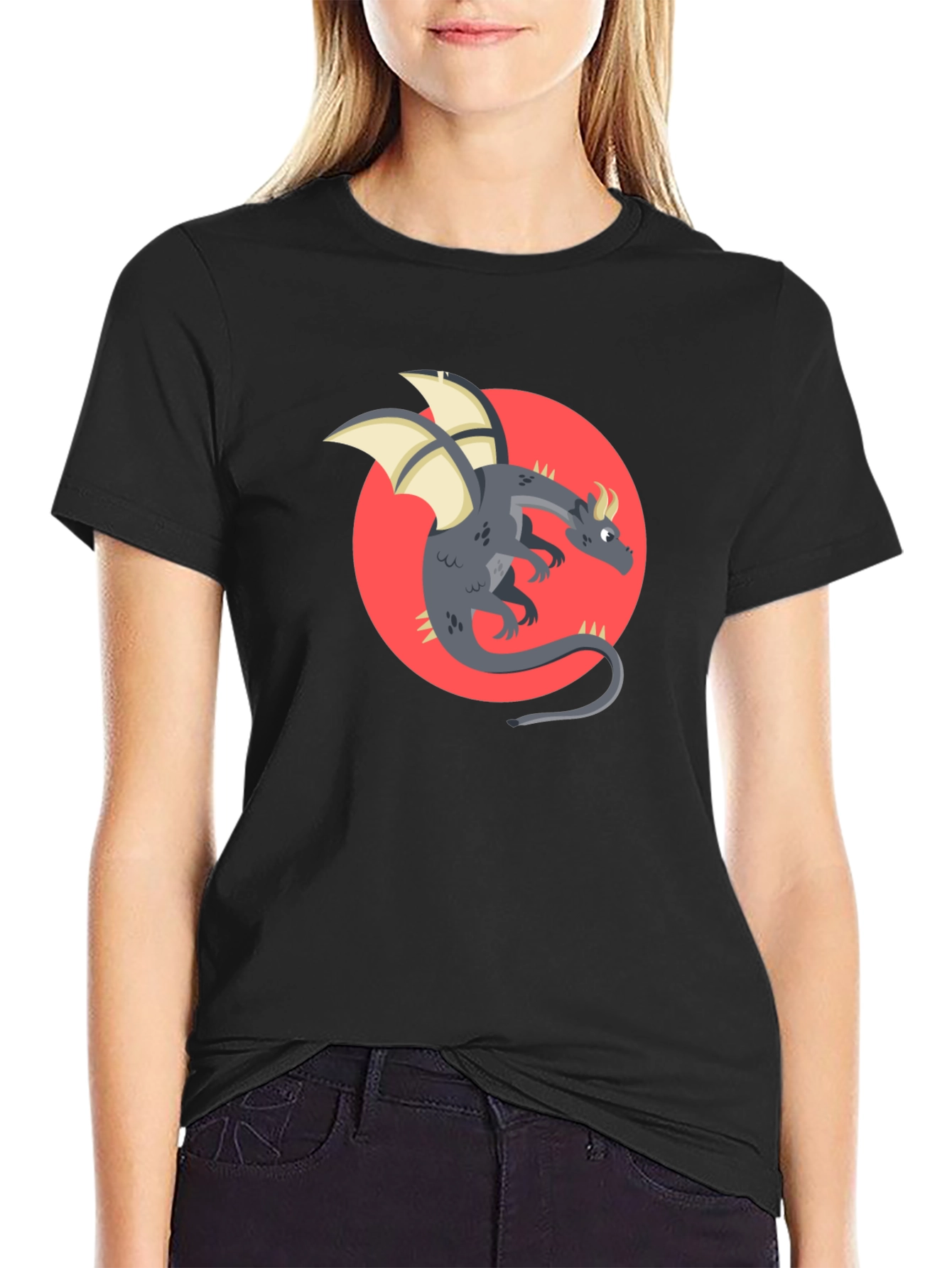Dragon Graphic Black T-Shirt - Fantasy Style