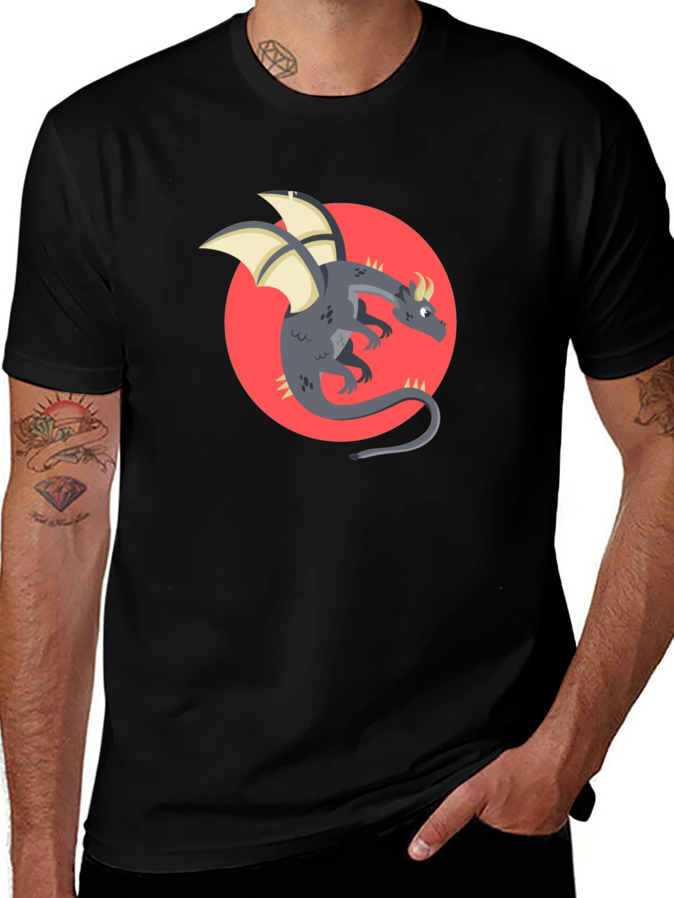 Dragon Graphic Black T-Shirt - Fantasy Style