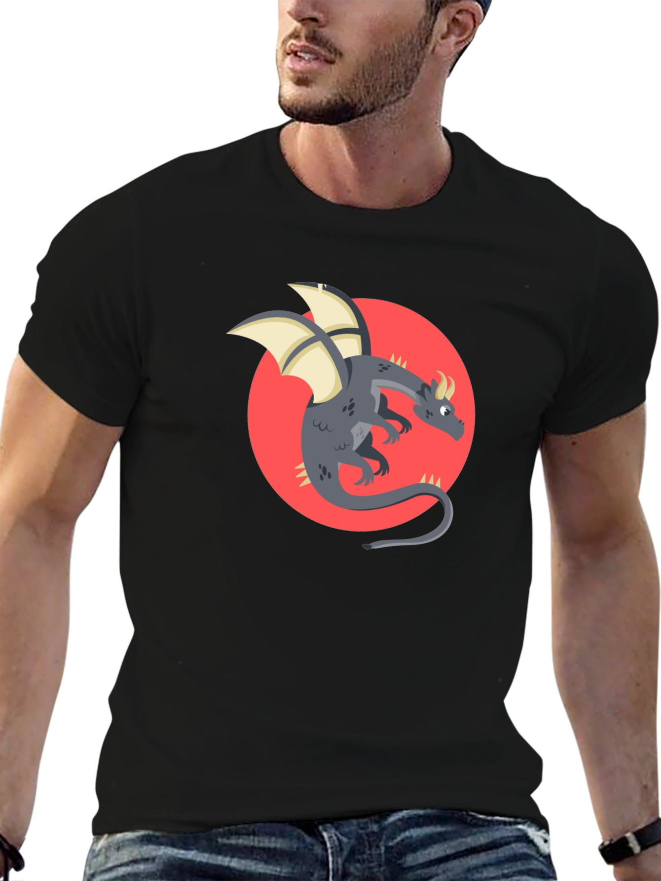 Dragon Graphic Black T-Shirt - Fantasy Style