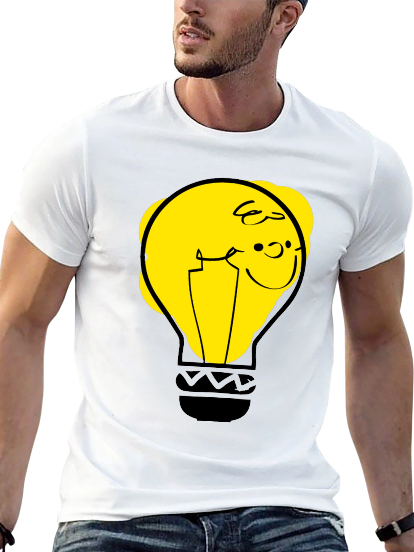 Funny Cartoon Light Bulb Graphic Tee