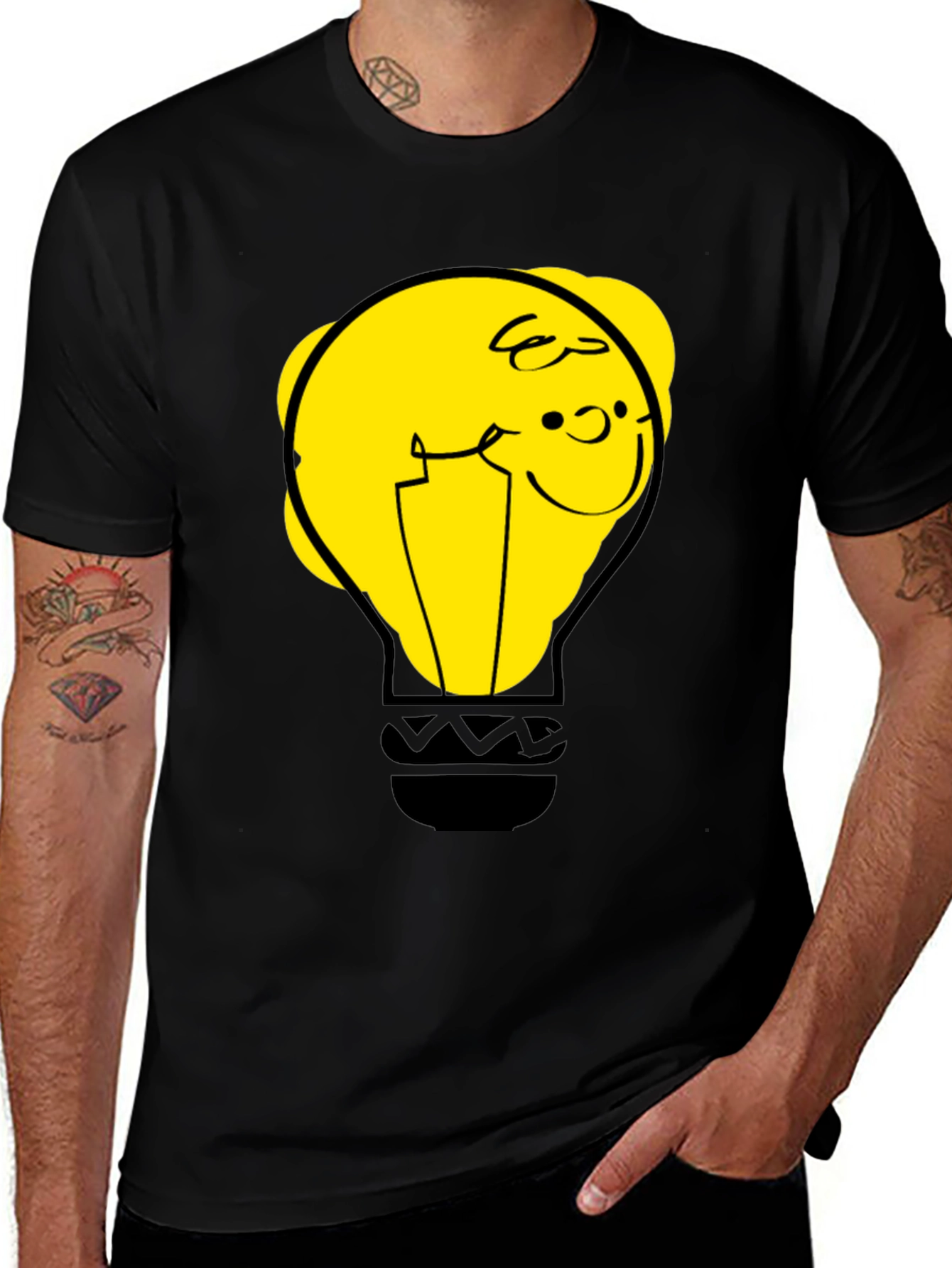 Funny Cartoon Light Bulb Graphic Tee