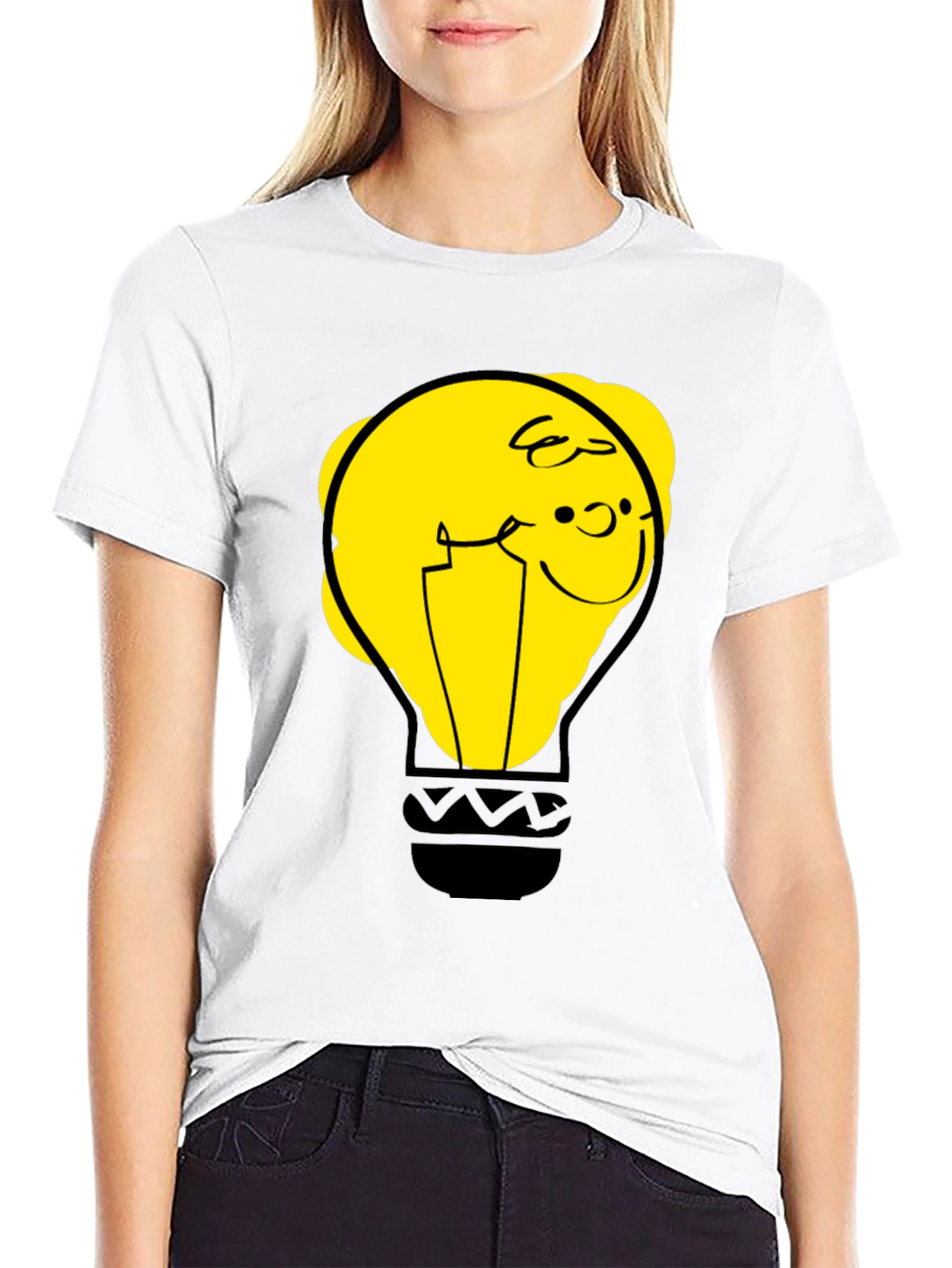 Funny Cartoon Light Bulb Graphic Tee