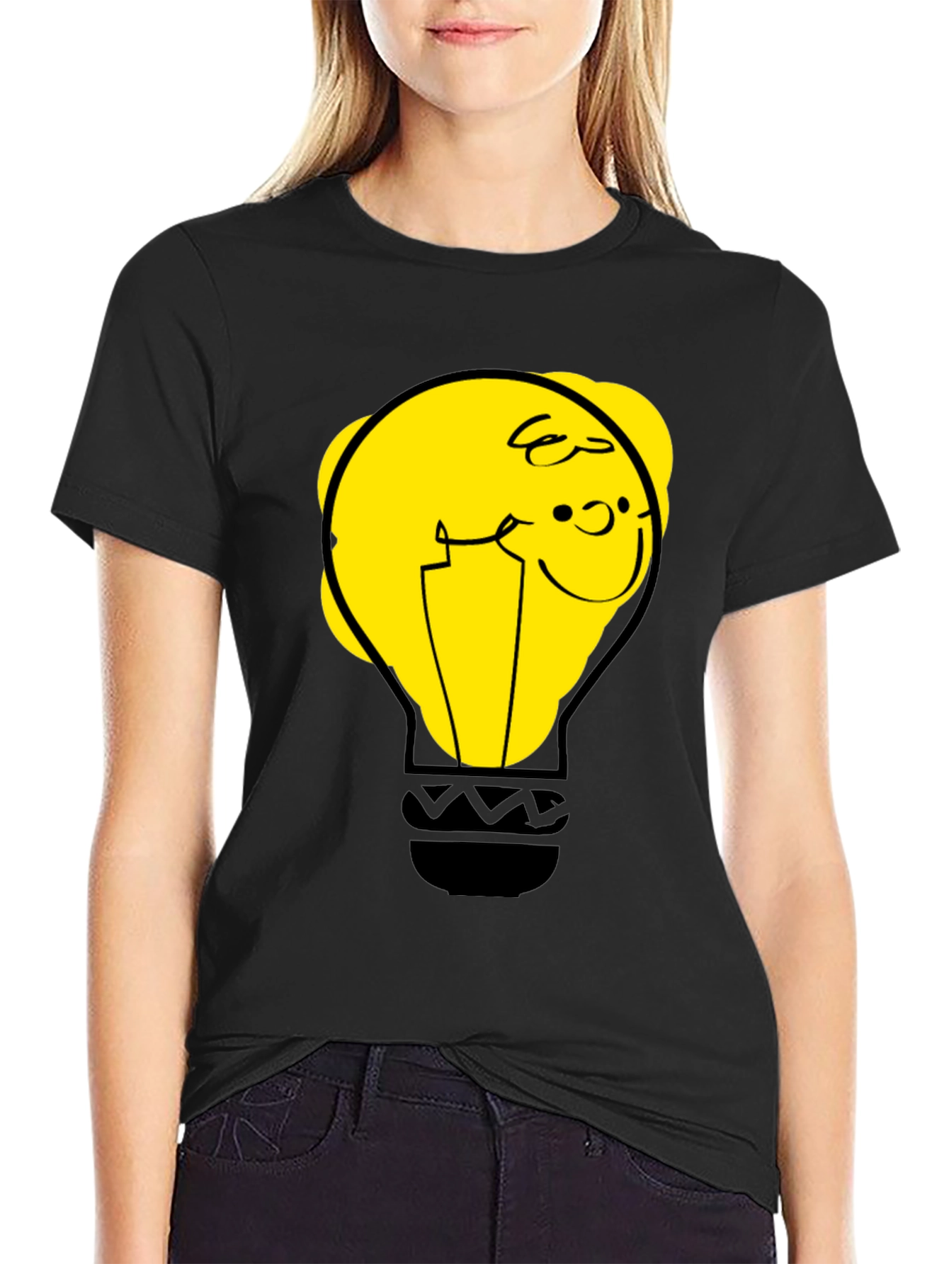 Funny Cartoon Light Bulb Graphic Tee