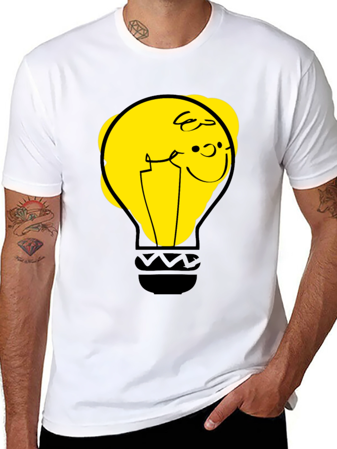 Funny Cartoon Light Bulb Graphic Tee