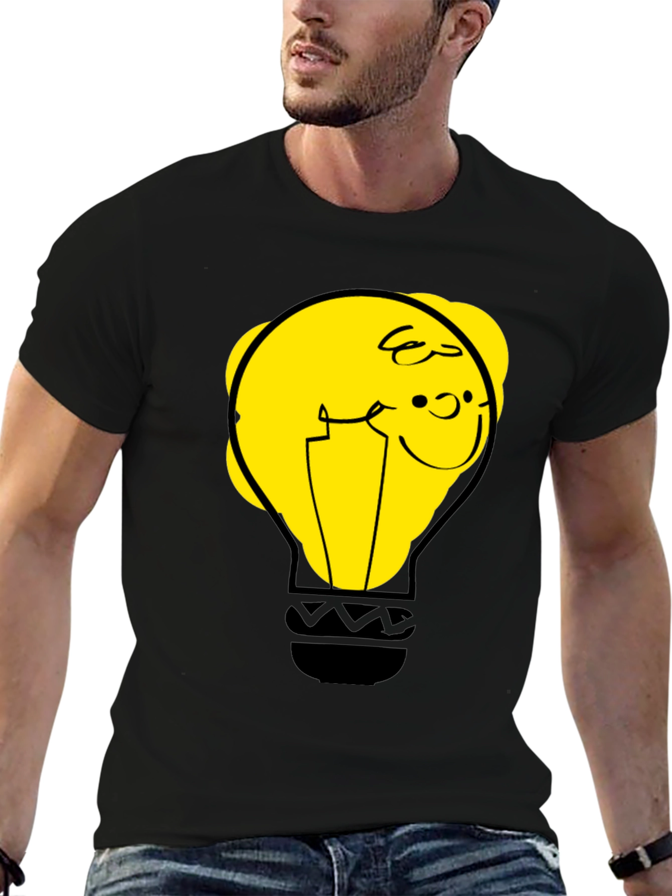 Funny Cartoon Light Bulb Graphic Tee