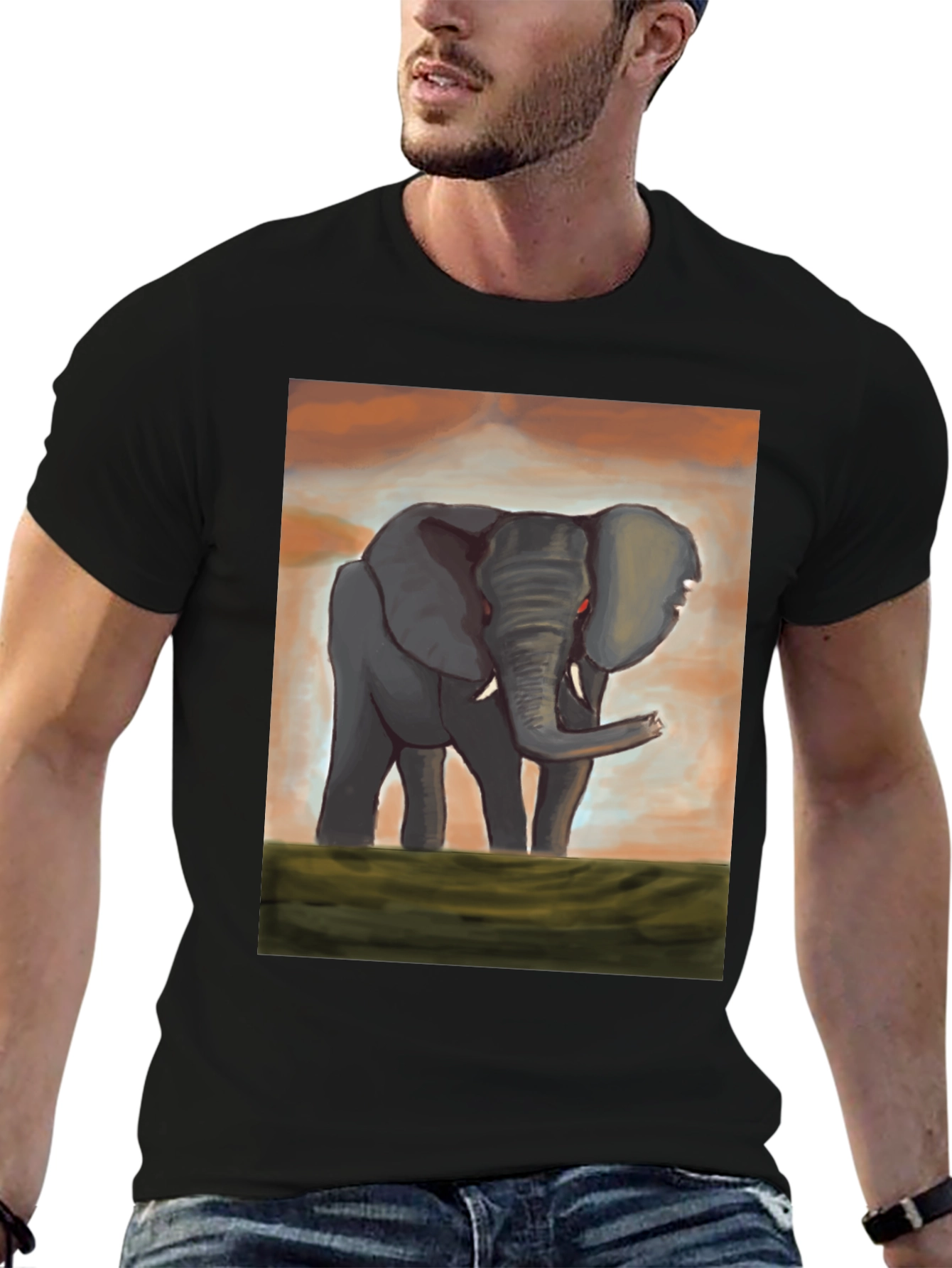 Elephant Graphic T-Shirt - Unique Artistic Design