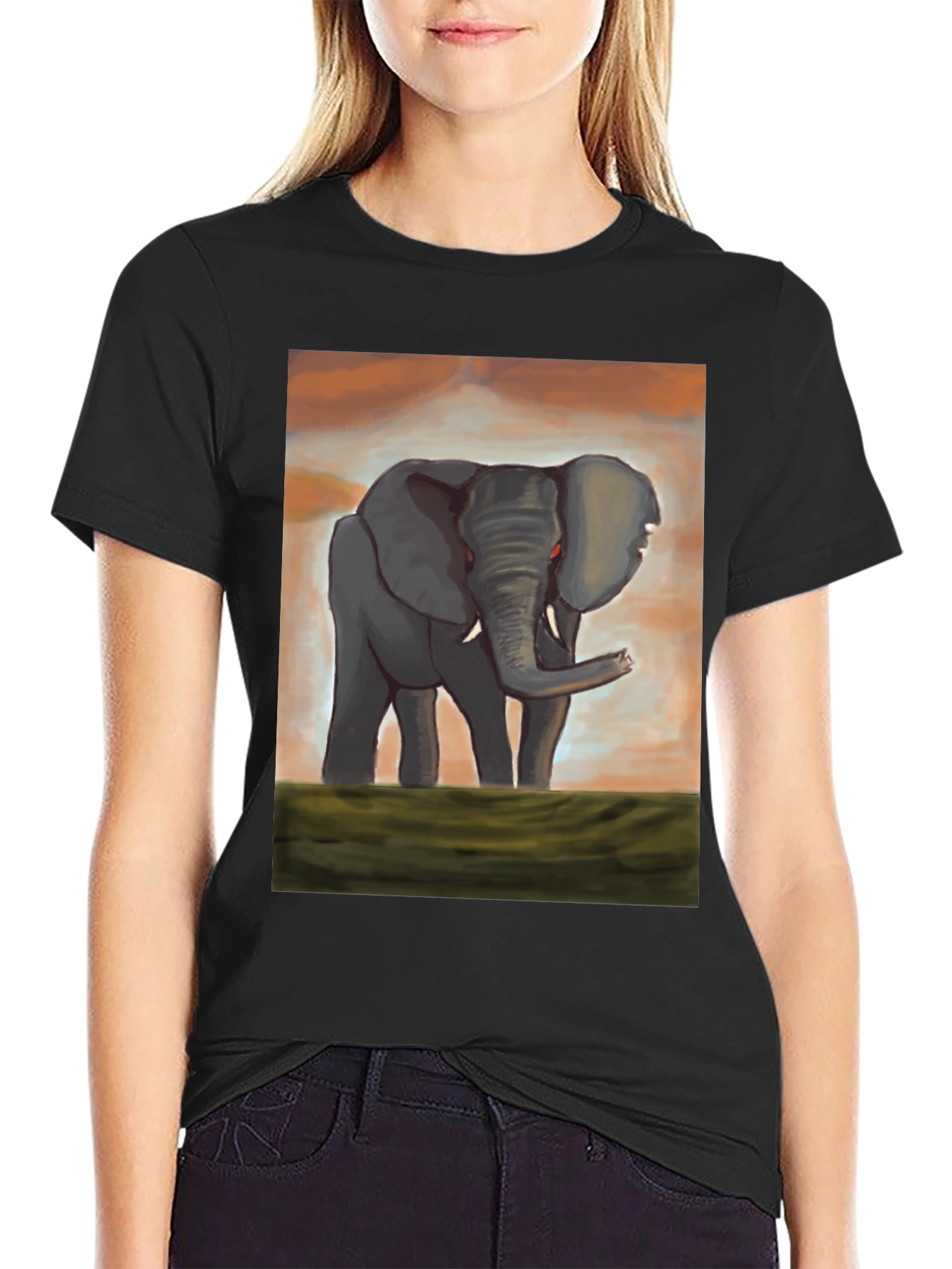 Elephant Graphic T-Shirt - Unique Artistic Design