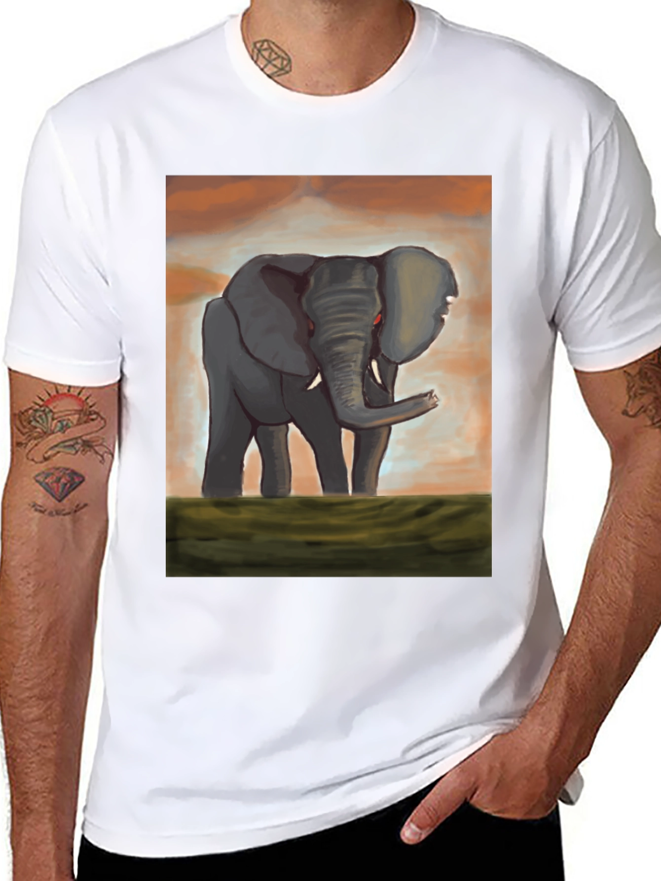 Elephant Graphic T-Shirt - Unique Artistic Design