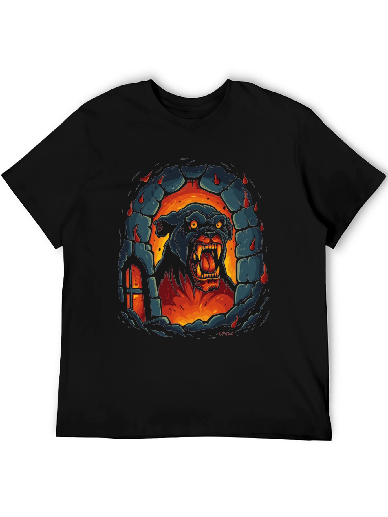 Fiery Feline Graphic Tee - Black T-Shirt
