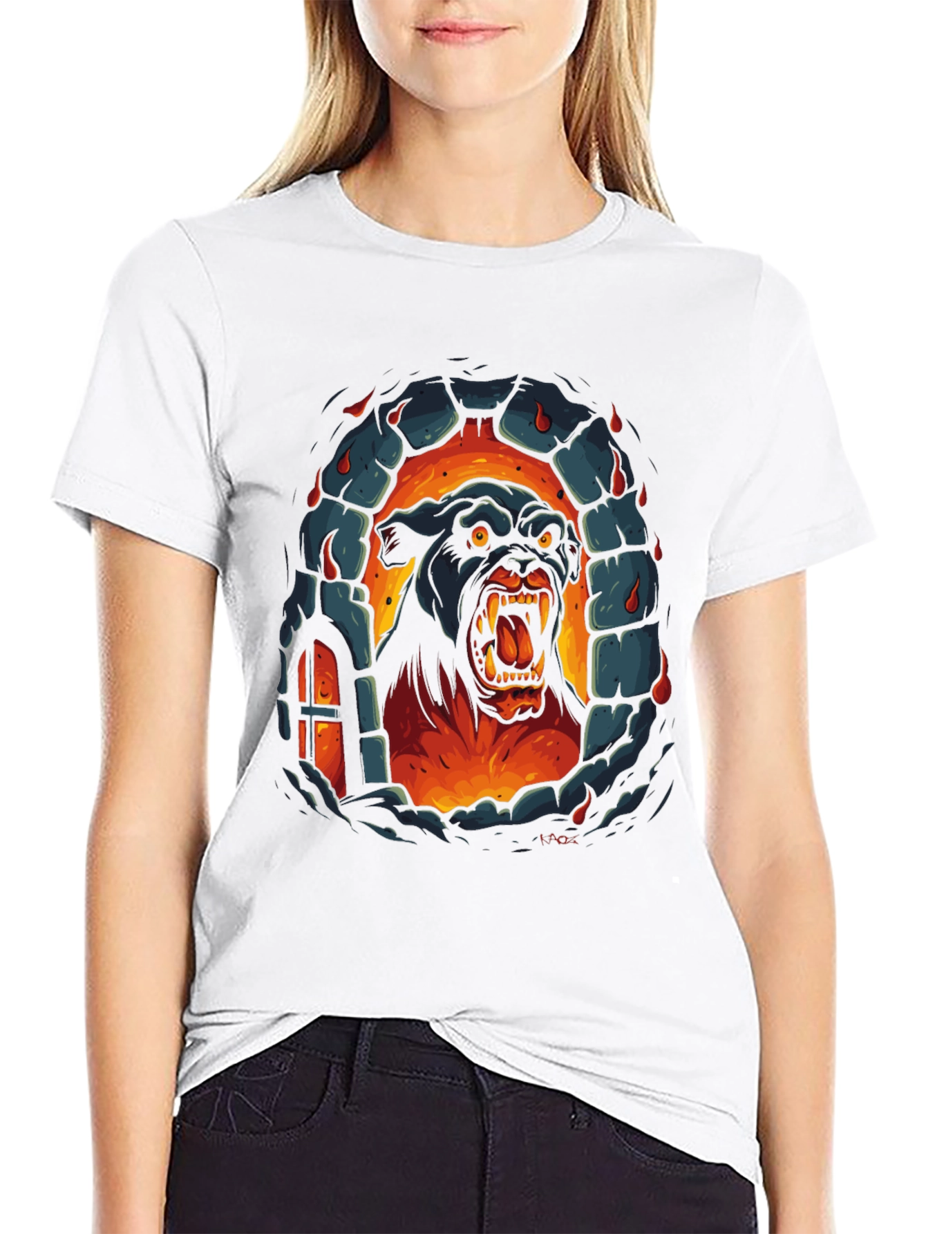 Fiery Feline Graphic Tee - Black T-Shirt