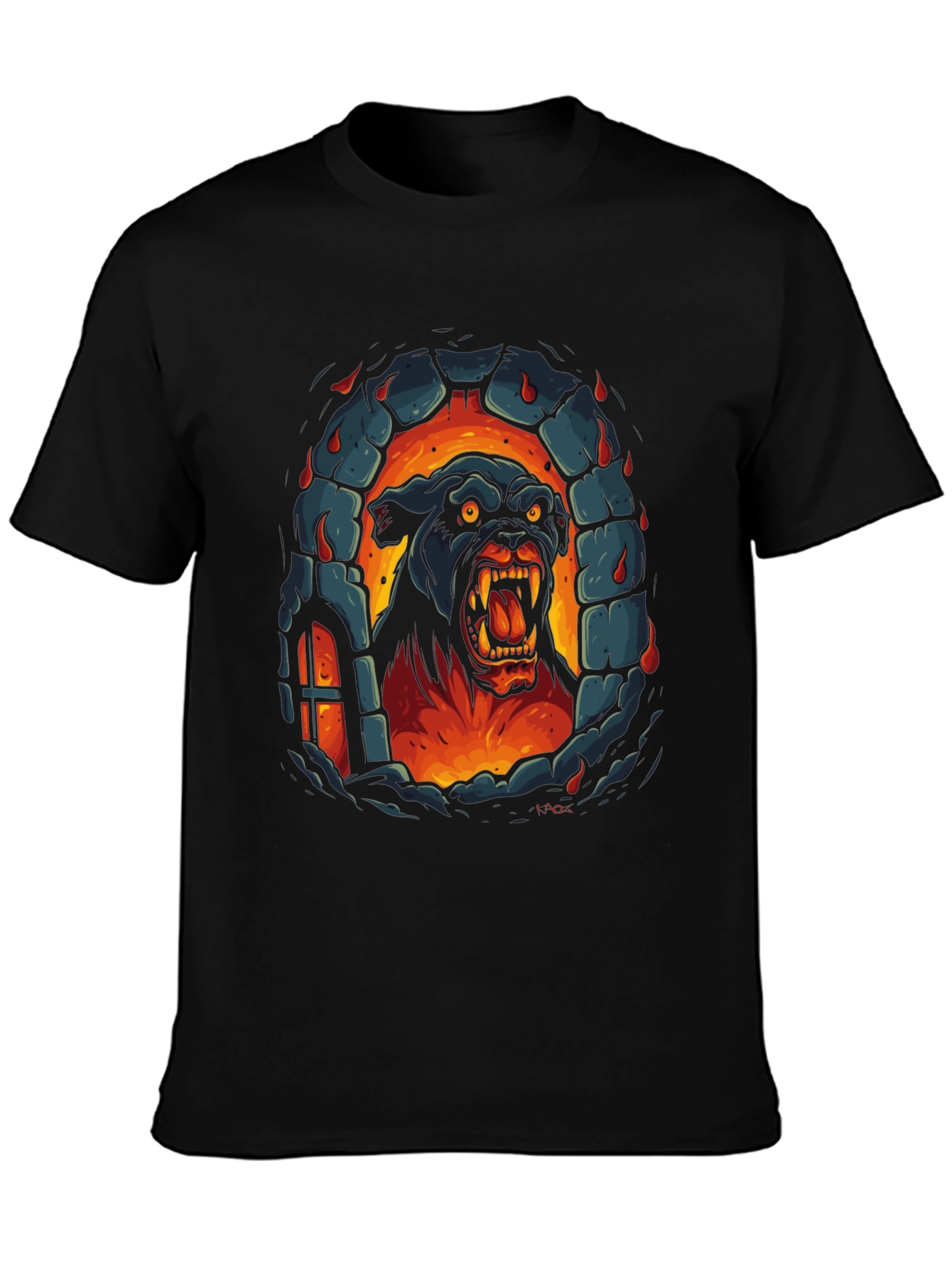 Fiery Feline Graphic Tee - Black T-Shirt