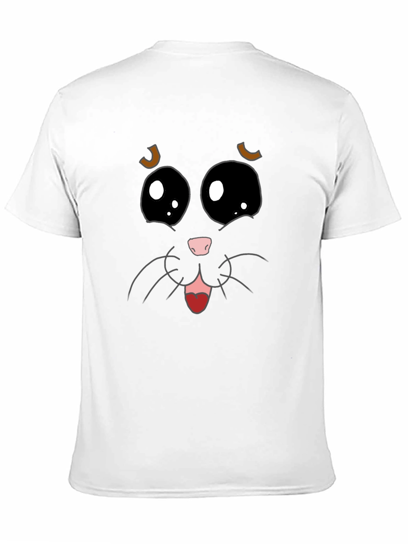 Cute Cat Face Graphic Tee - Black Cotton T-Shirt