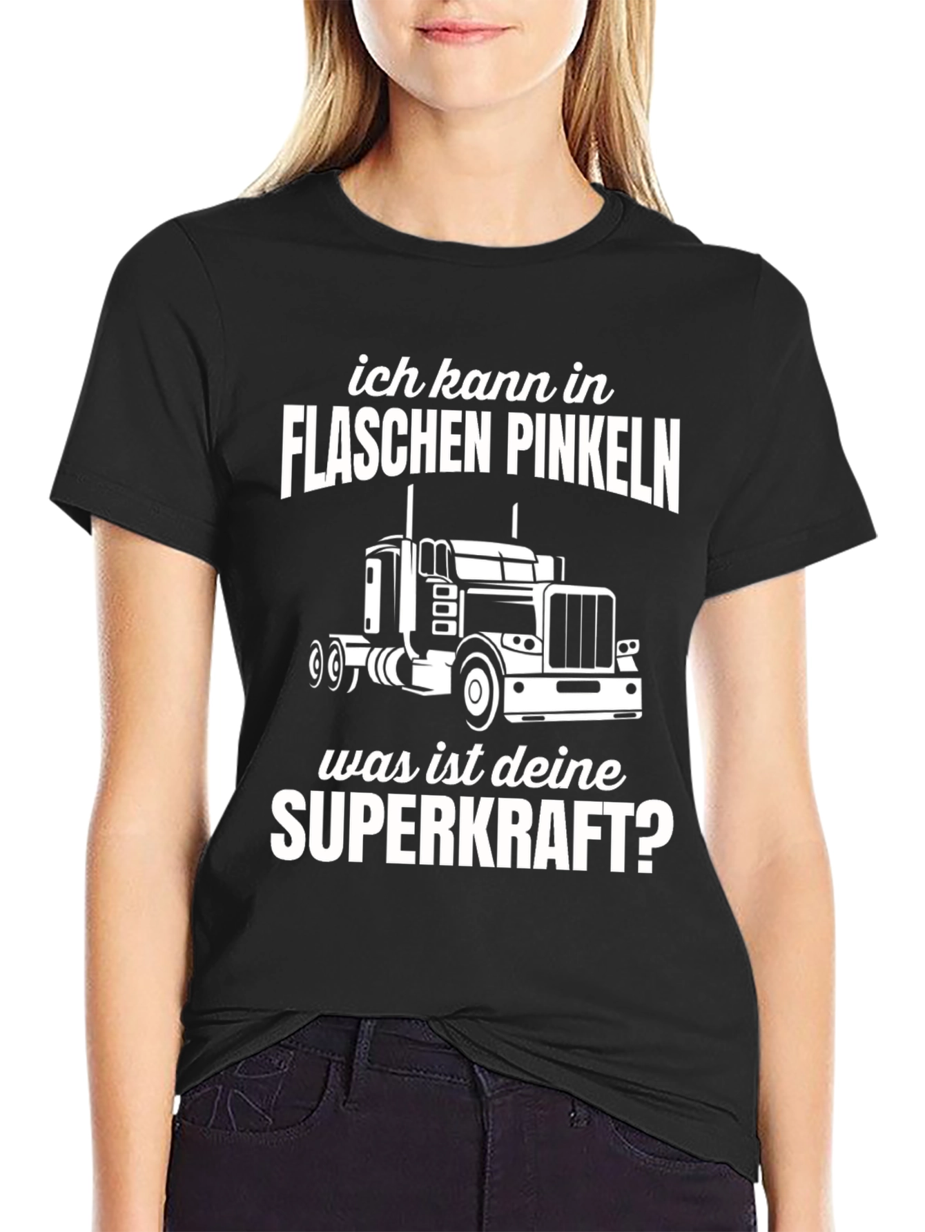 Trucker Superpower T-Shirt - Black Crew Neck