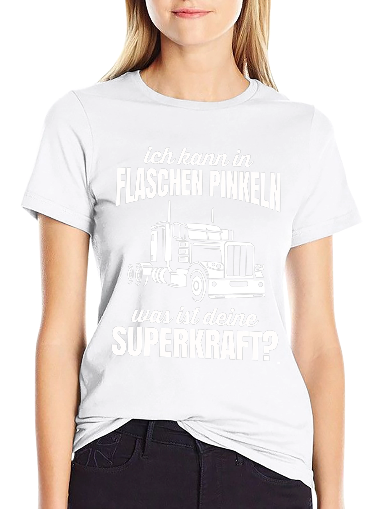 Trucker Superpower T-Shirt - Black Crew Neck