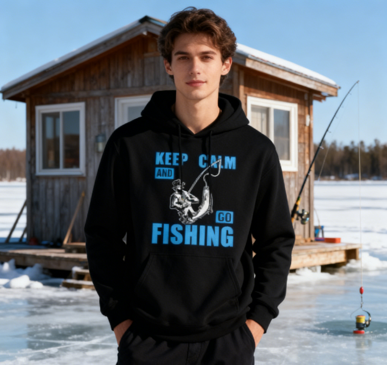 Minimalist 'GO FISHING' Print Hoodie