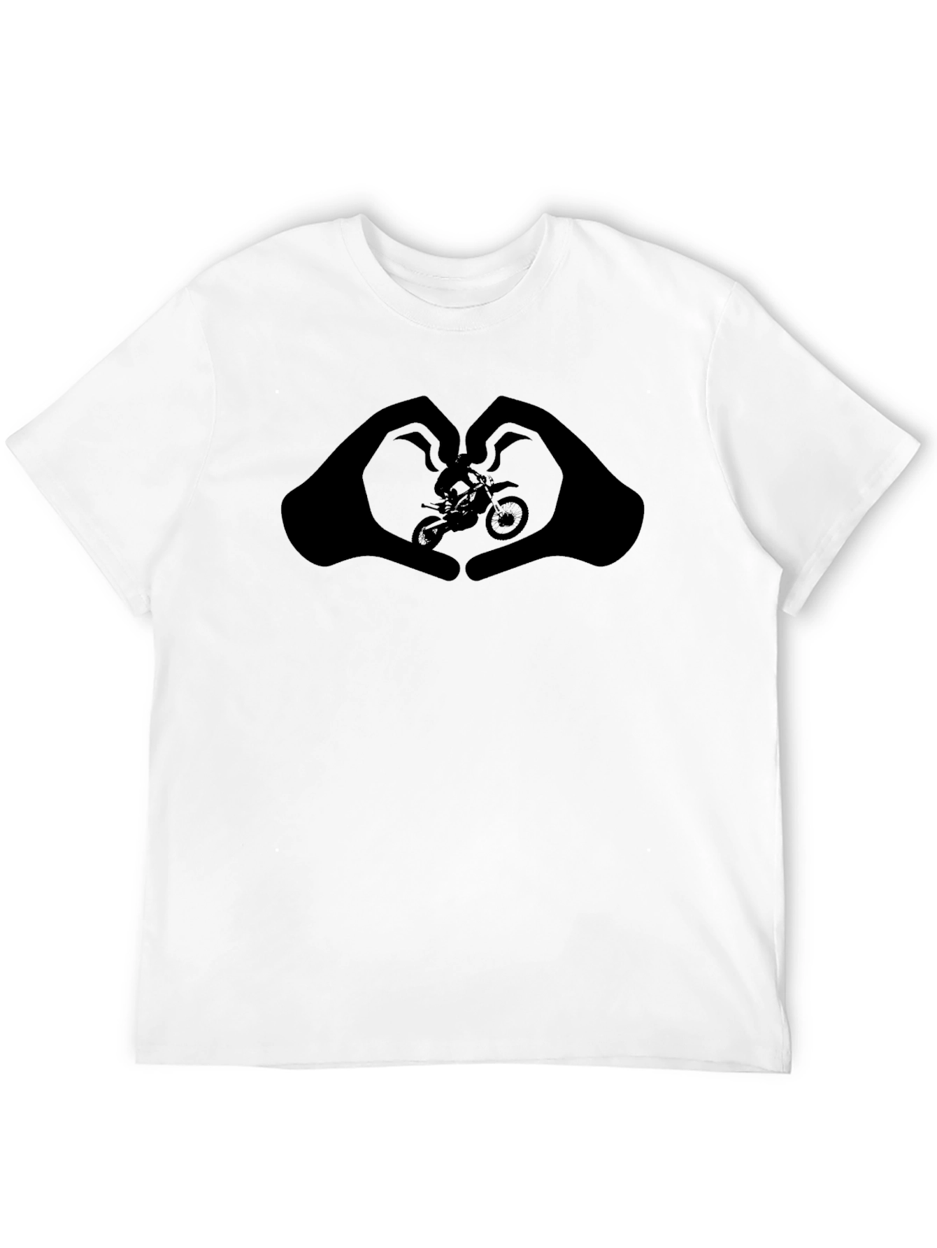 Motorcycle Heart Hands Graphic Tee - Black