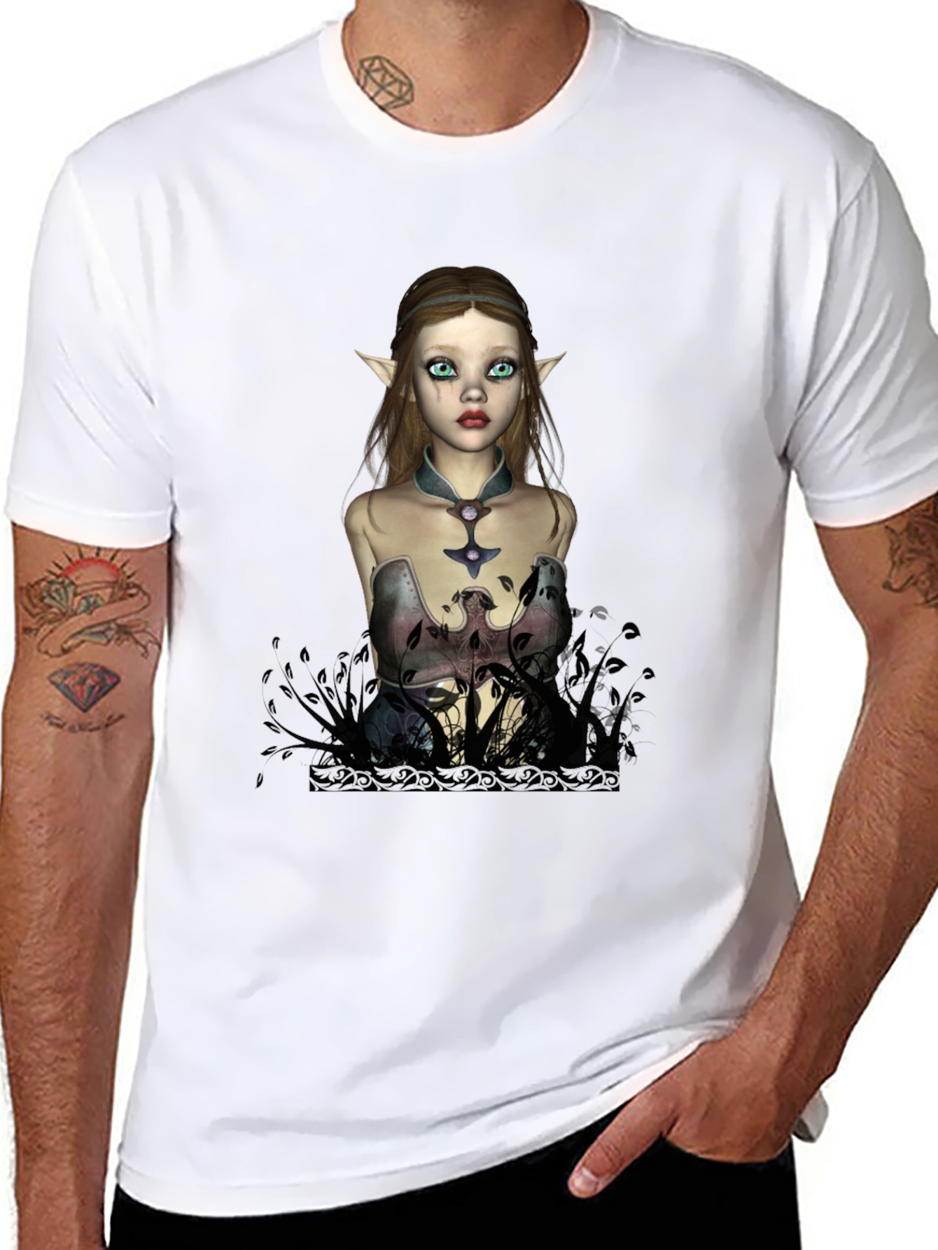 Elf Maiden Graphic T-Shirt - Unique Fantasy Design