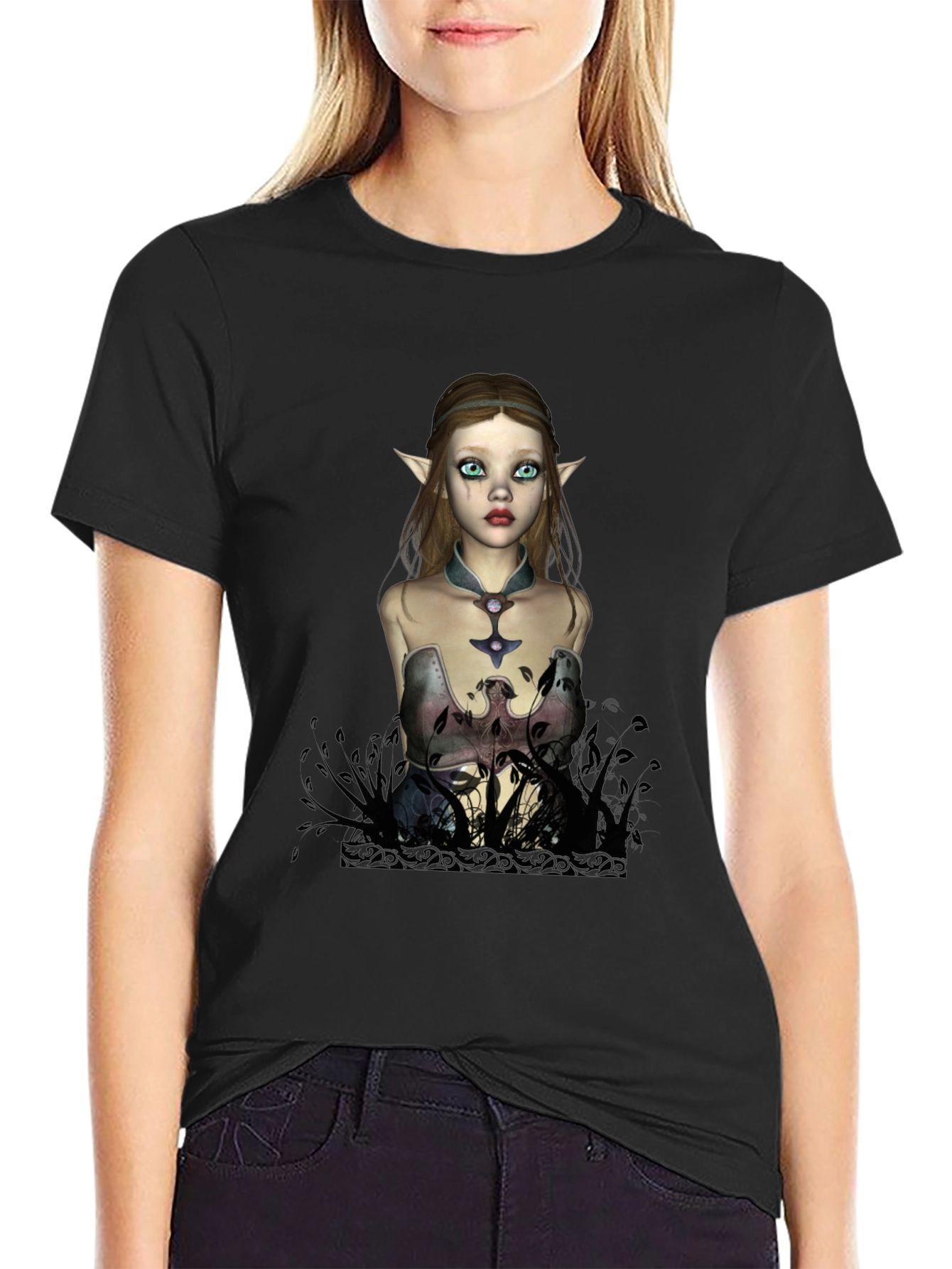Elf Maiden Graphic T-Shirt - Unique Fantasy Design