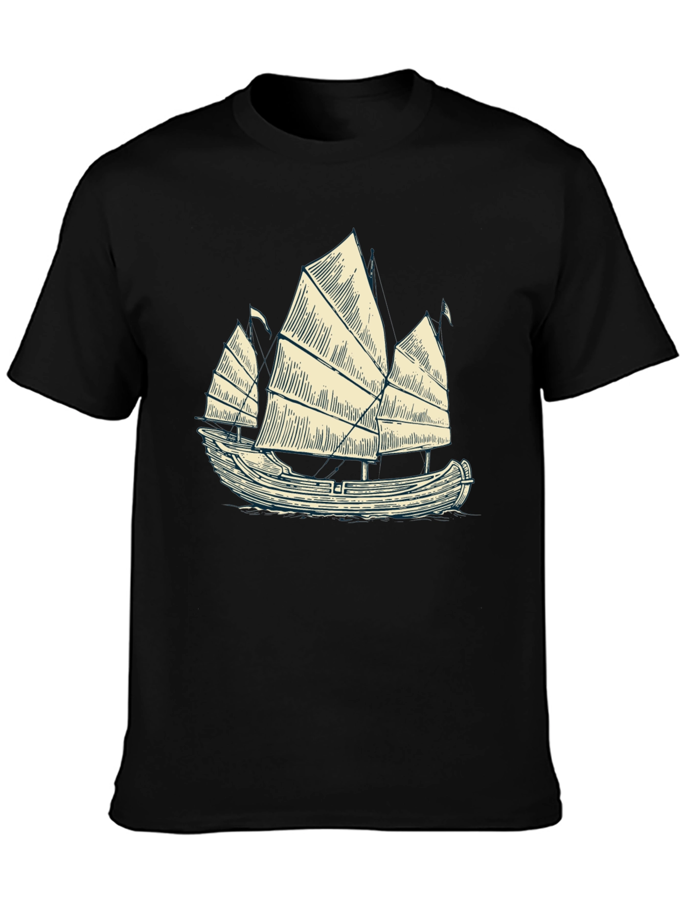 Junk Boat Graphic Tee - Black Cotton Blend