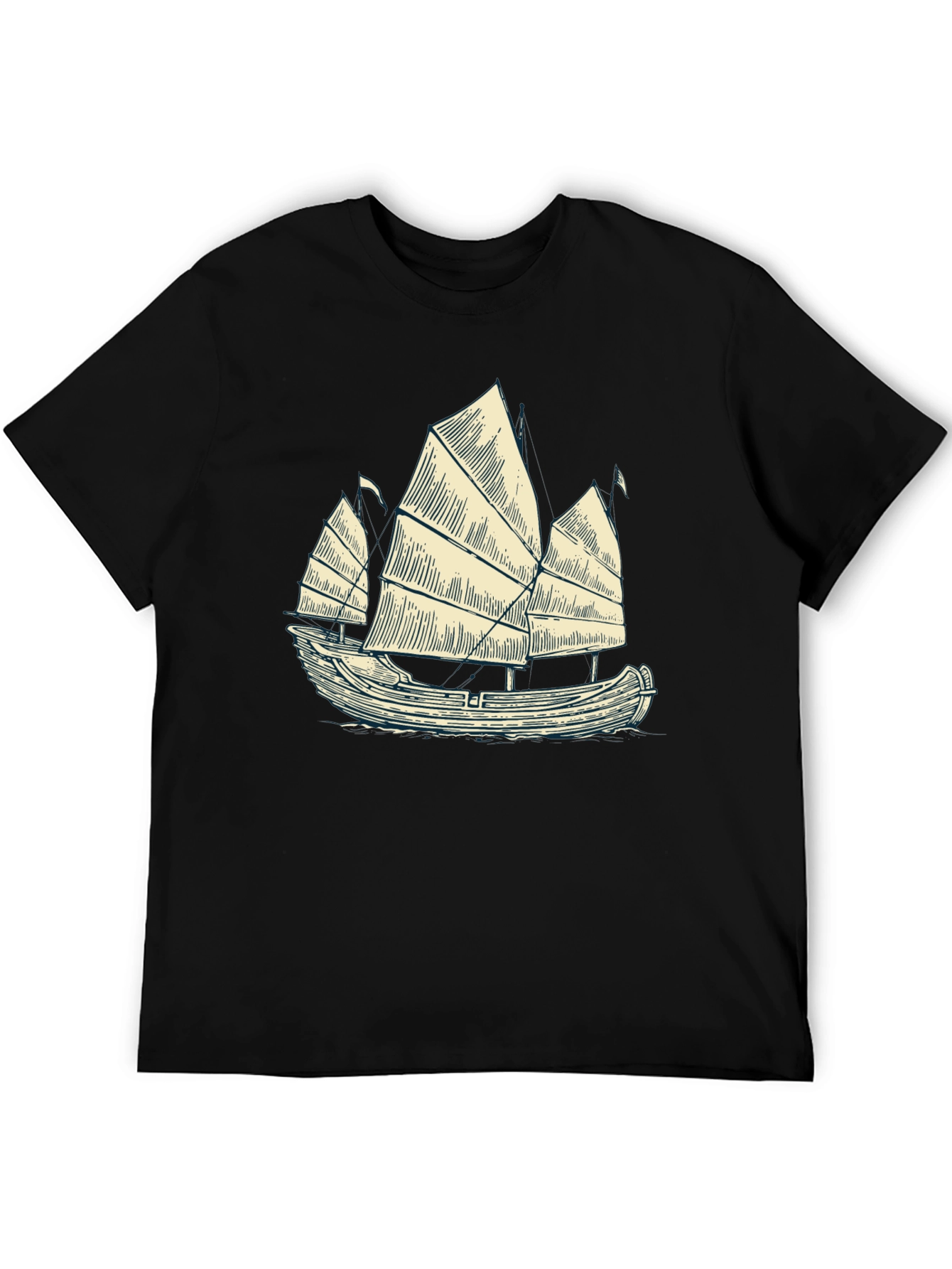 Junk Boat Graphic Tee - Black Cotton Blend