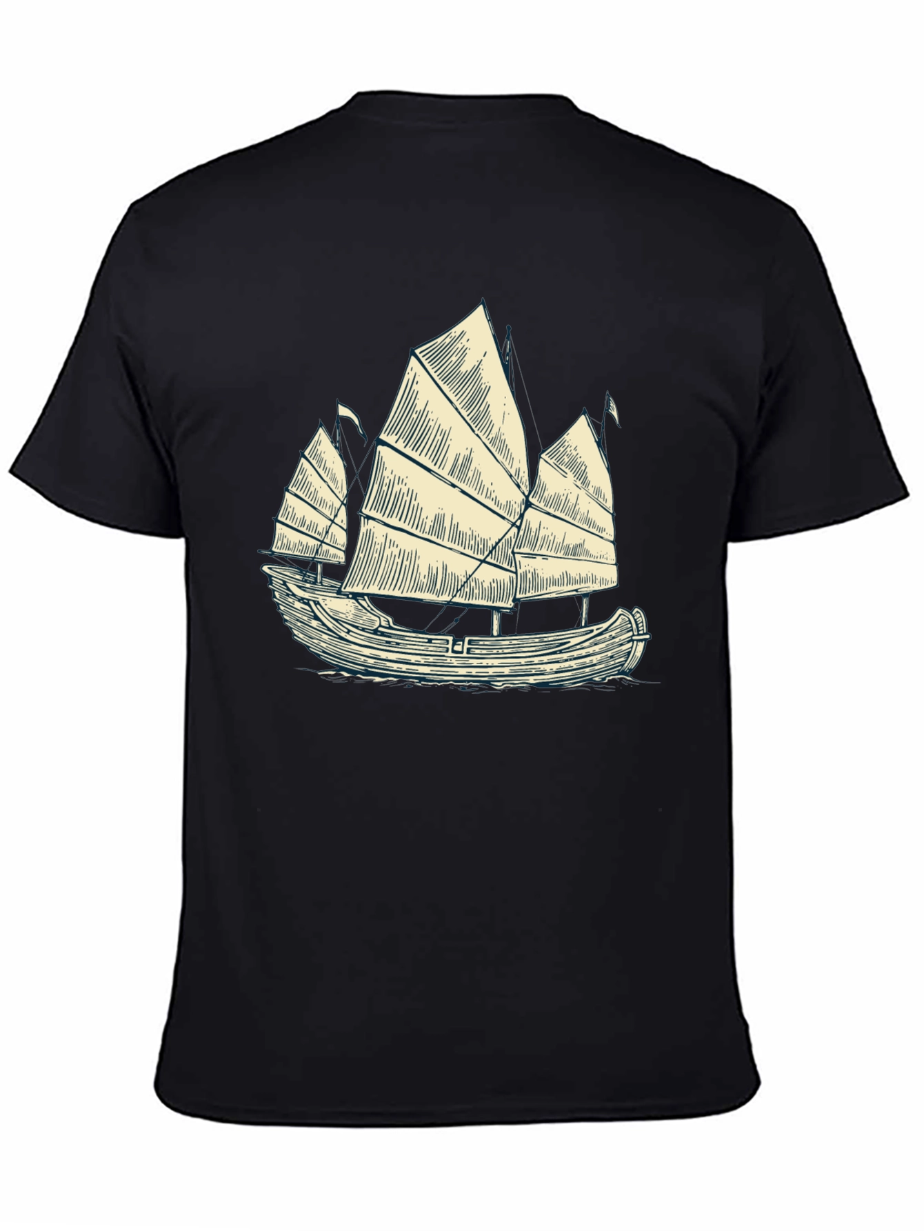 Junk Boat Graphic Tee - Black Cotton Blend