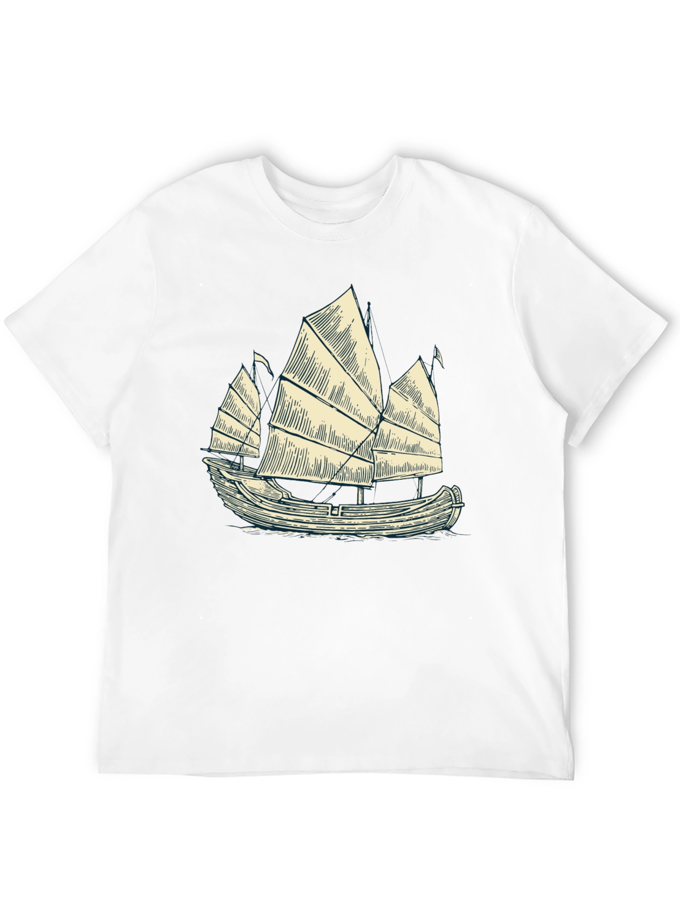 Junk Boat Graphic Tee - Black Cotton Blend