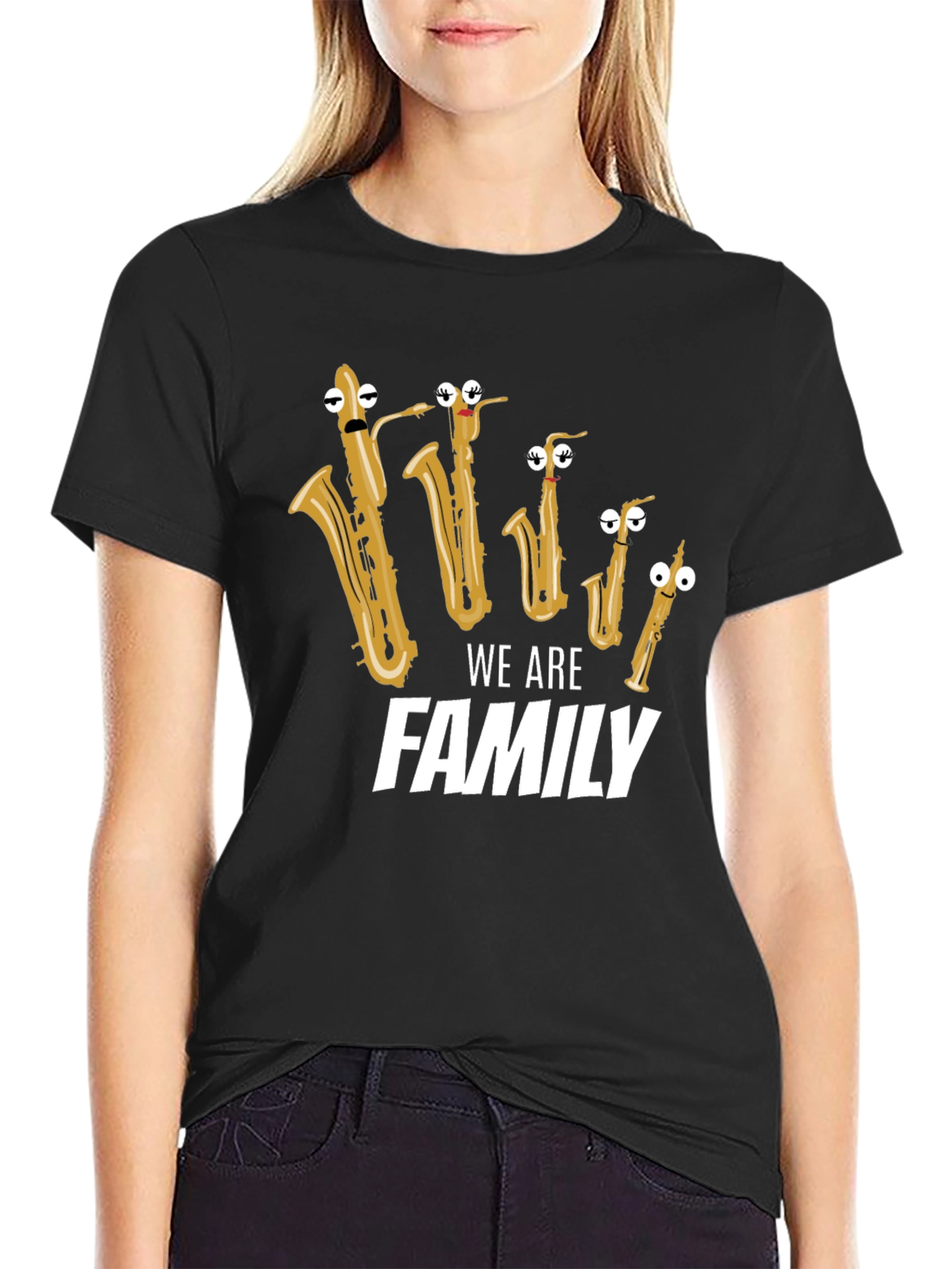 Musical Family T-Shirt - Saxophone Cartoon Design