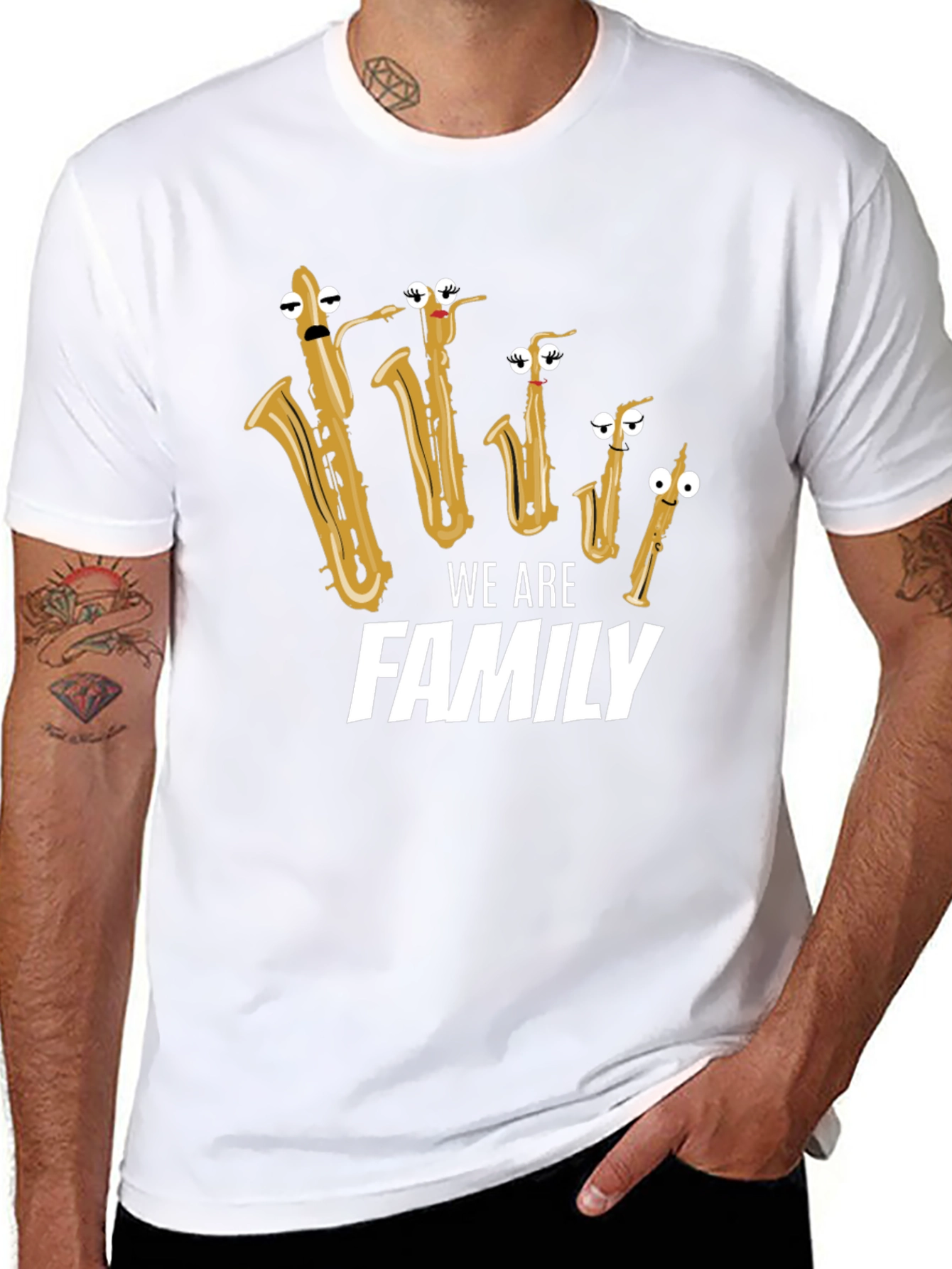 Musical Family T-Shirt - Saxophone Cartoon Design
