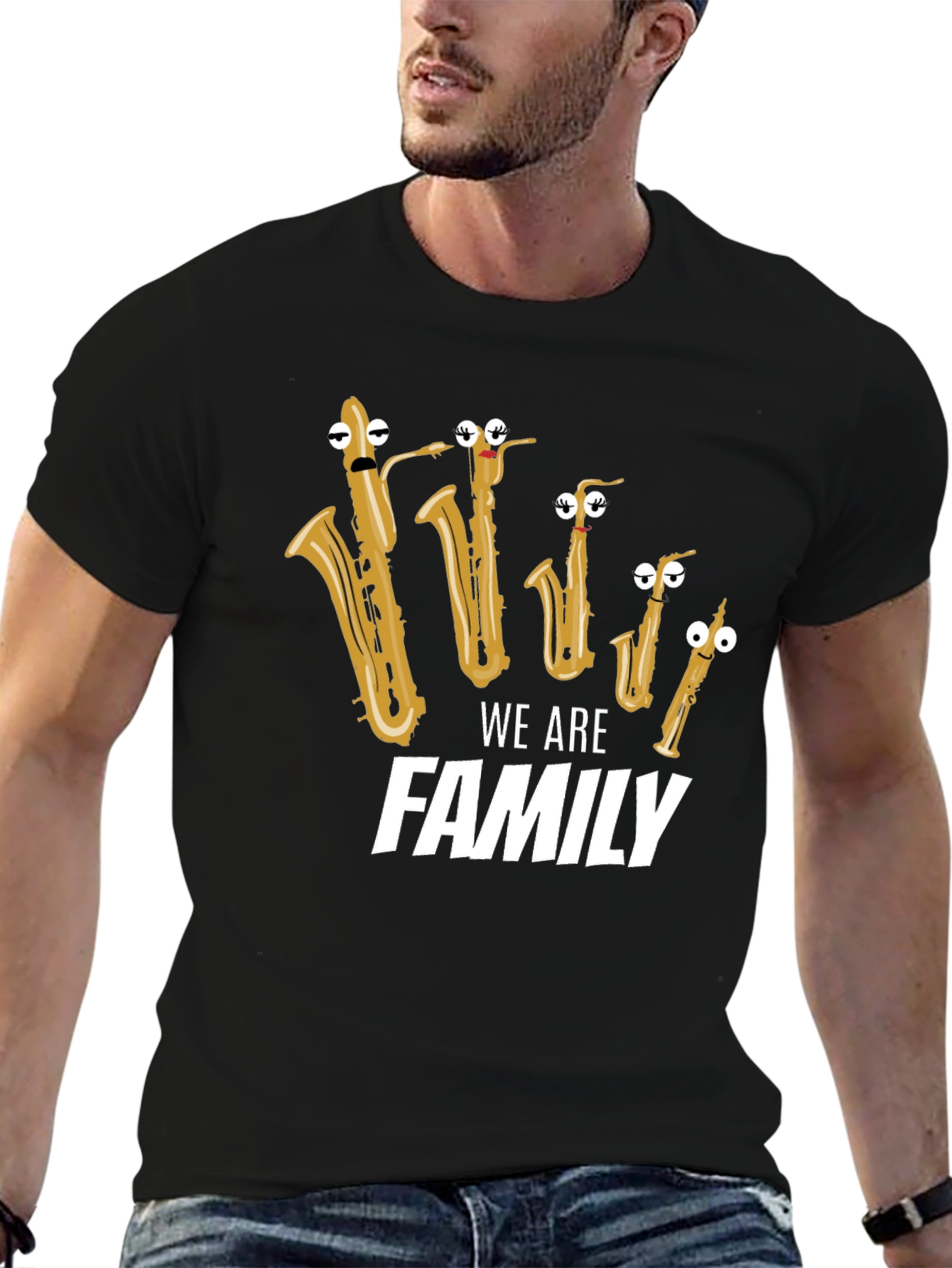 Musical Family T-Shirt - Saxophone Cartoon Design