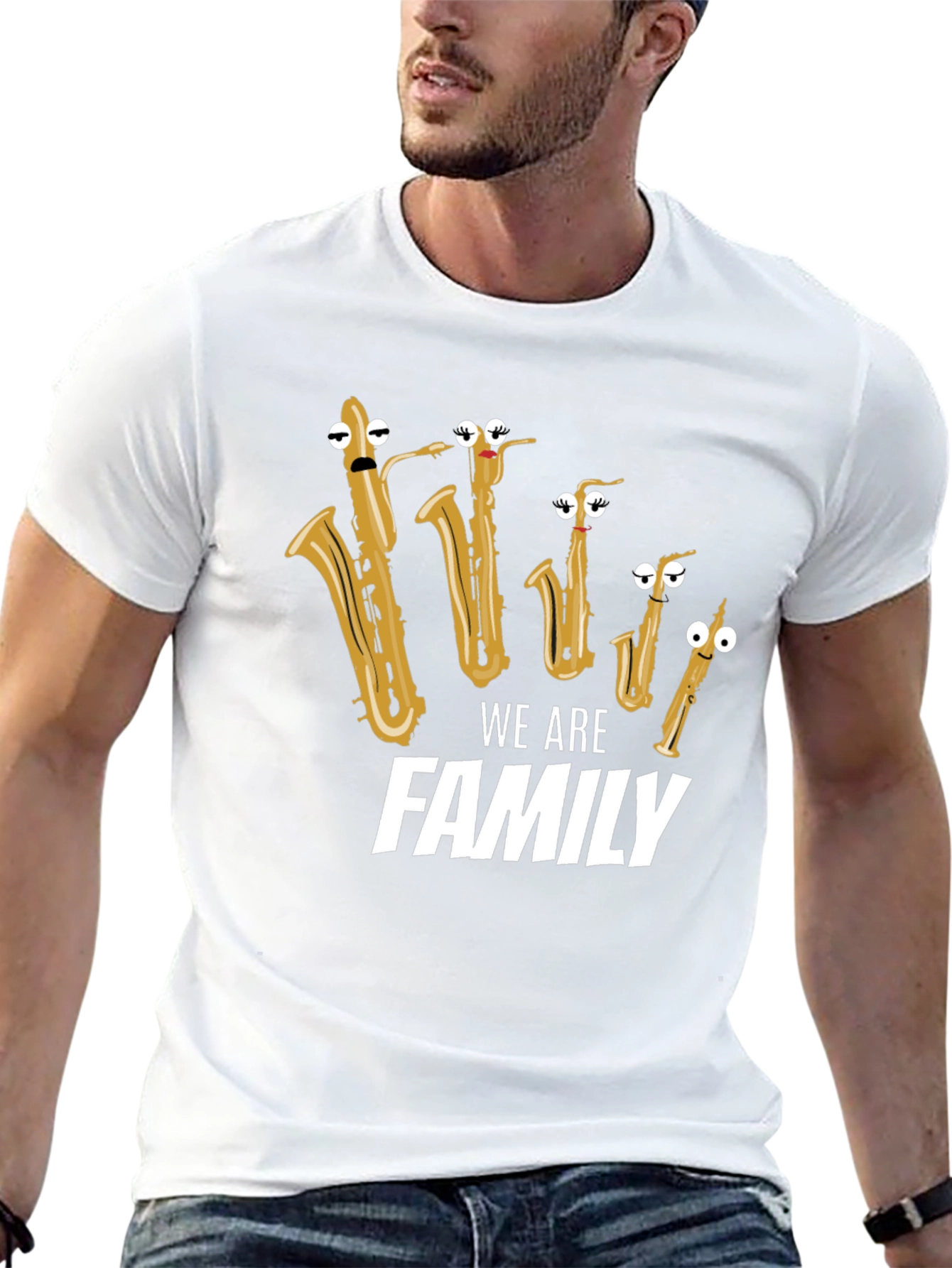 Musical Family T-Shirt - Saxophone Cartoon Design