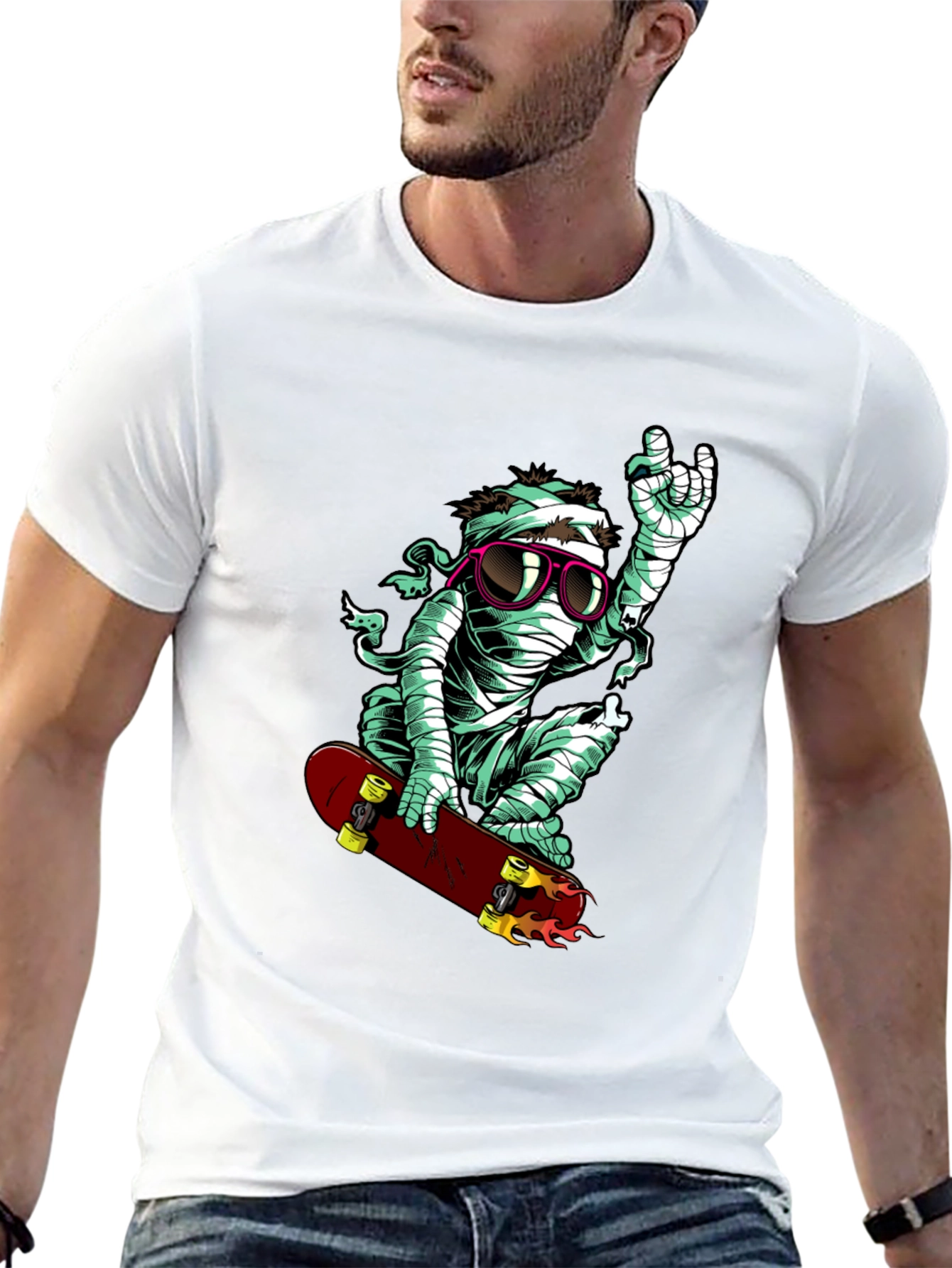 Skateboarding Mummy Graphic Tee - Cool & Casual