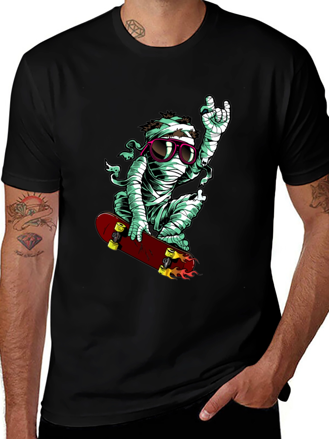Skateboarding Mummy Graphic Tee - Cool & Casual