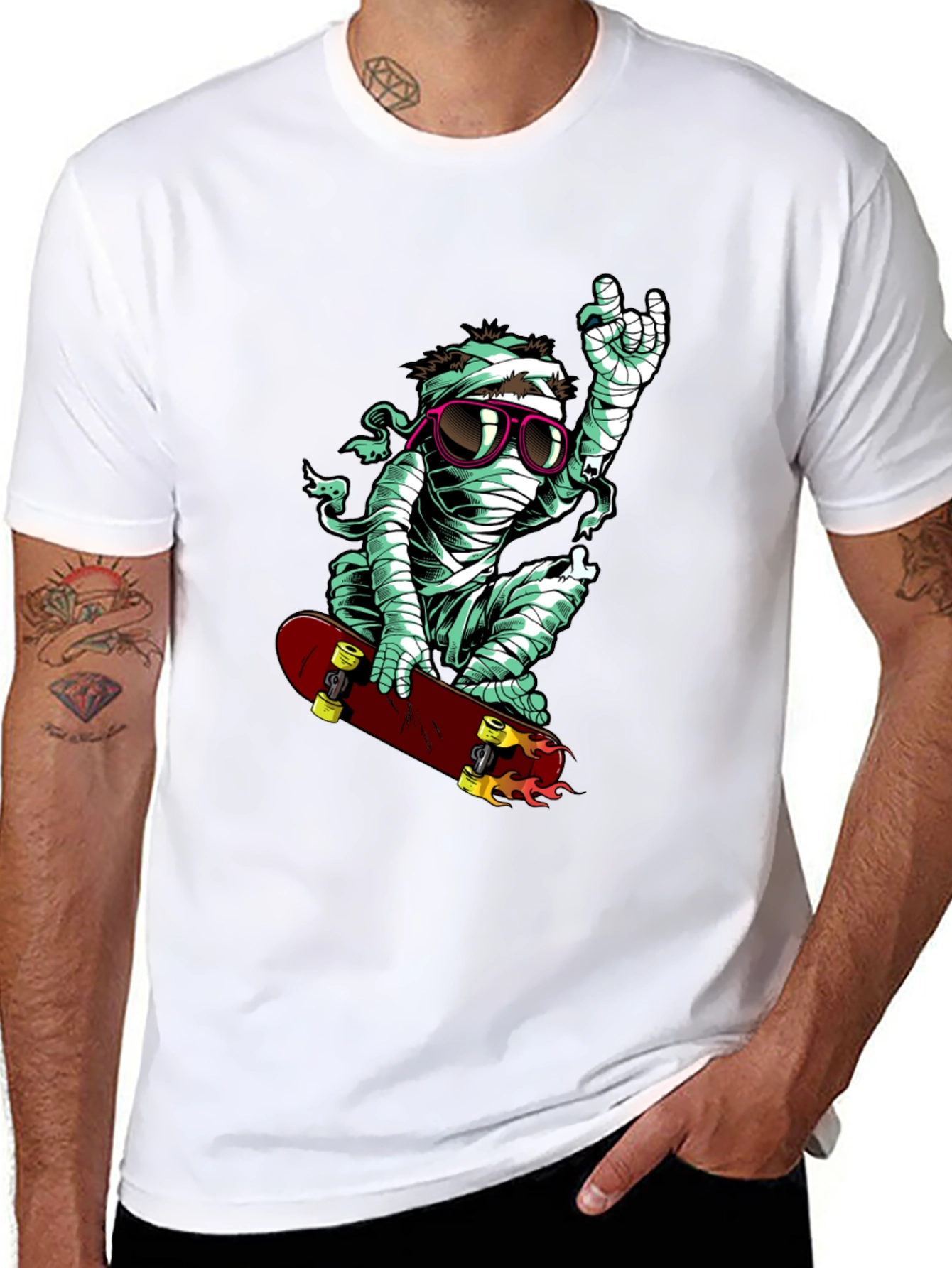 Skateboarding Mummy Graphic Tee - Cool & Casual