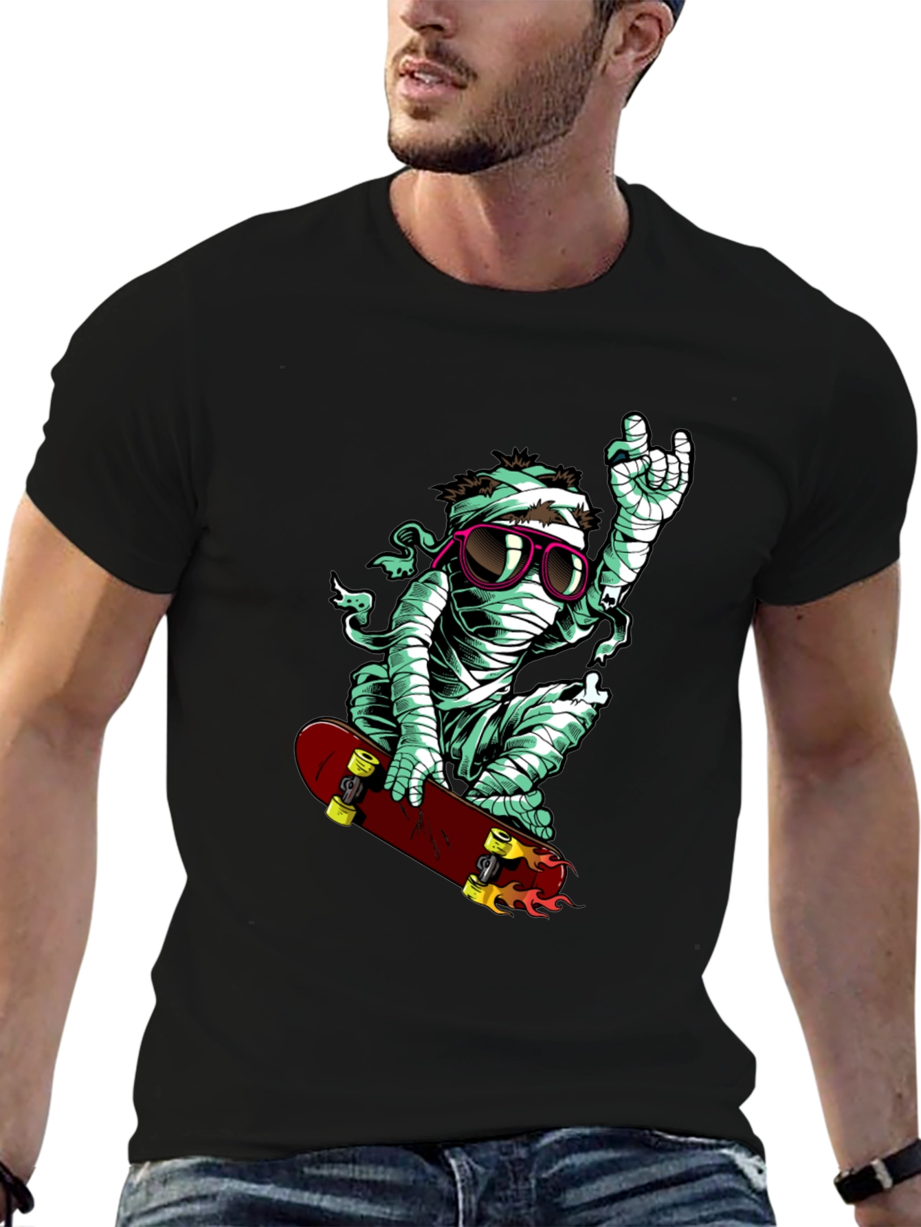 Skateboarding Mummy Graphic Tee - Cool & Casual