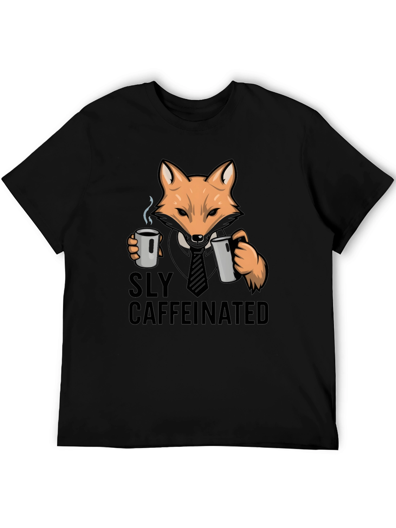 Sly Caffeinated Fox Black T-Shirt