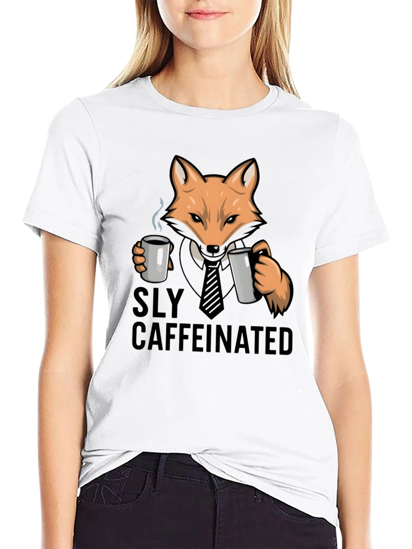 Sly Caffeinated Fox Black T-Shirt