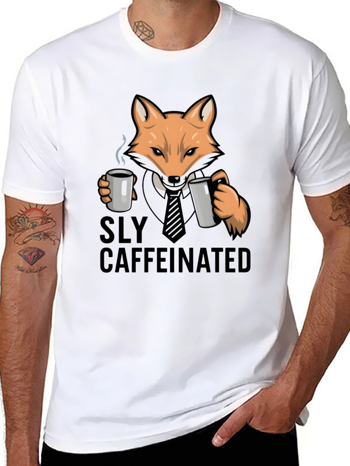Sly Caffeinated Fox Black T-Shirt