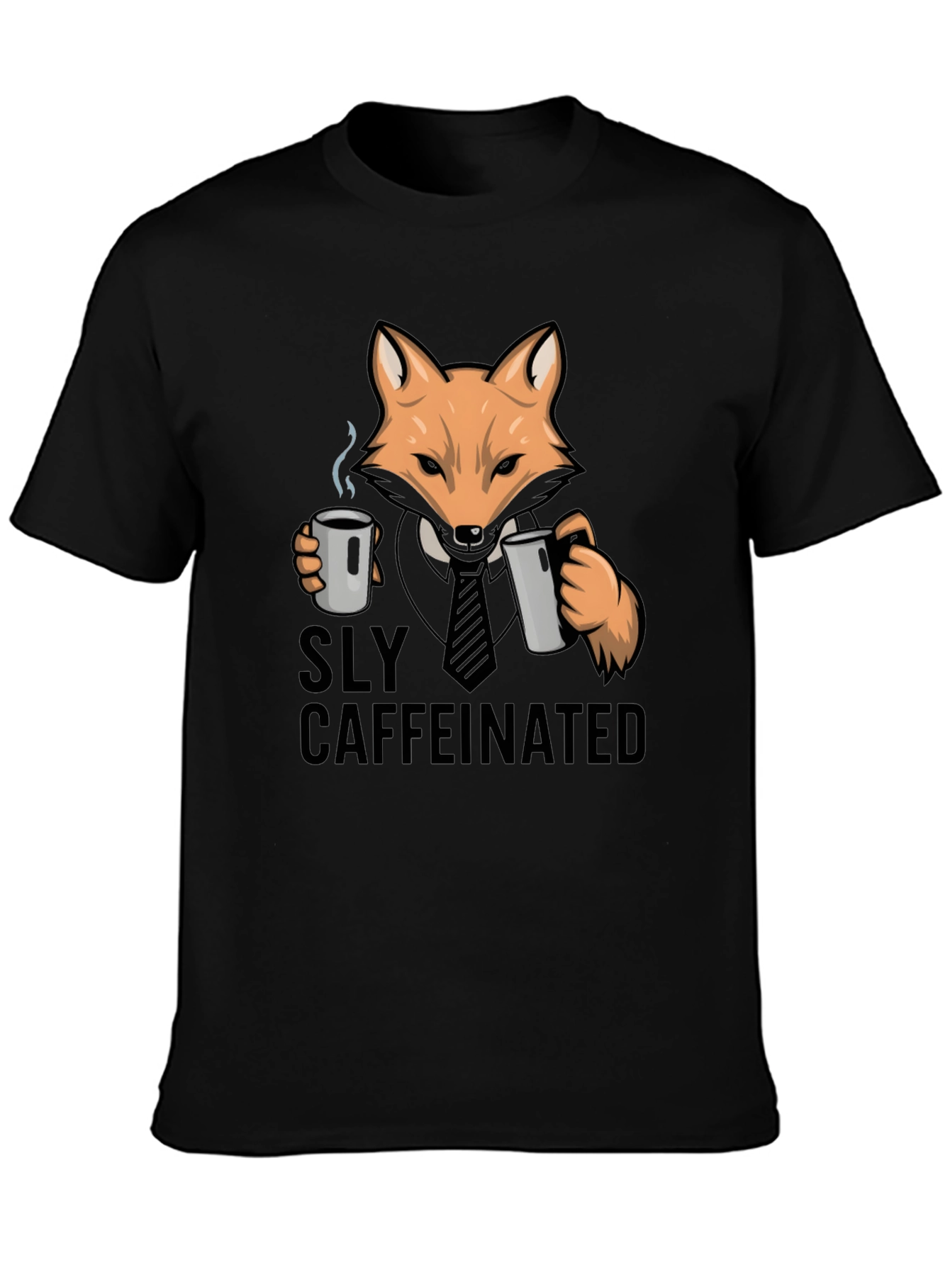 Sly Caffeinated Fox Black T-Shirt