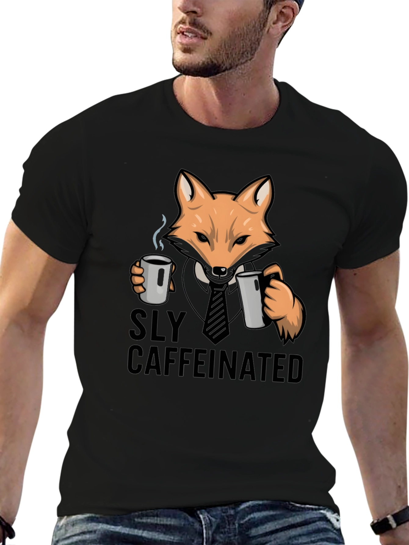 Sly Caffeinated Fox Black T-Shirt